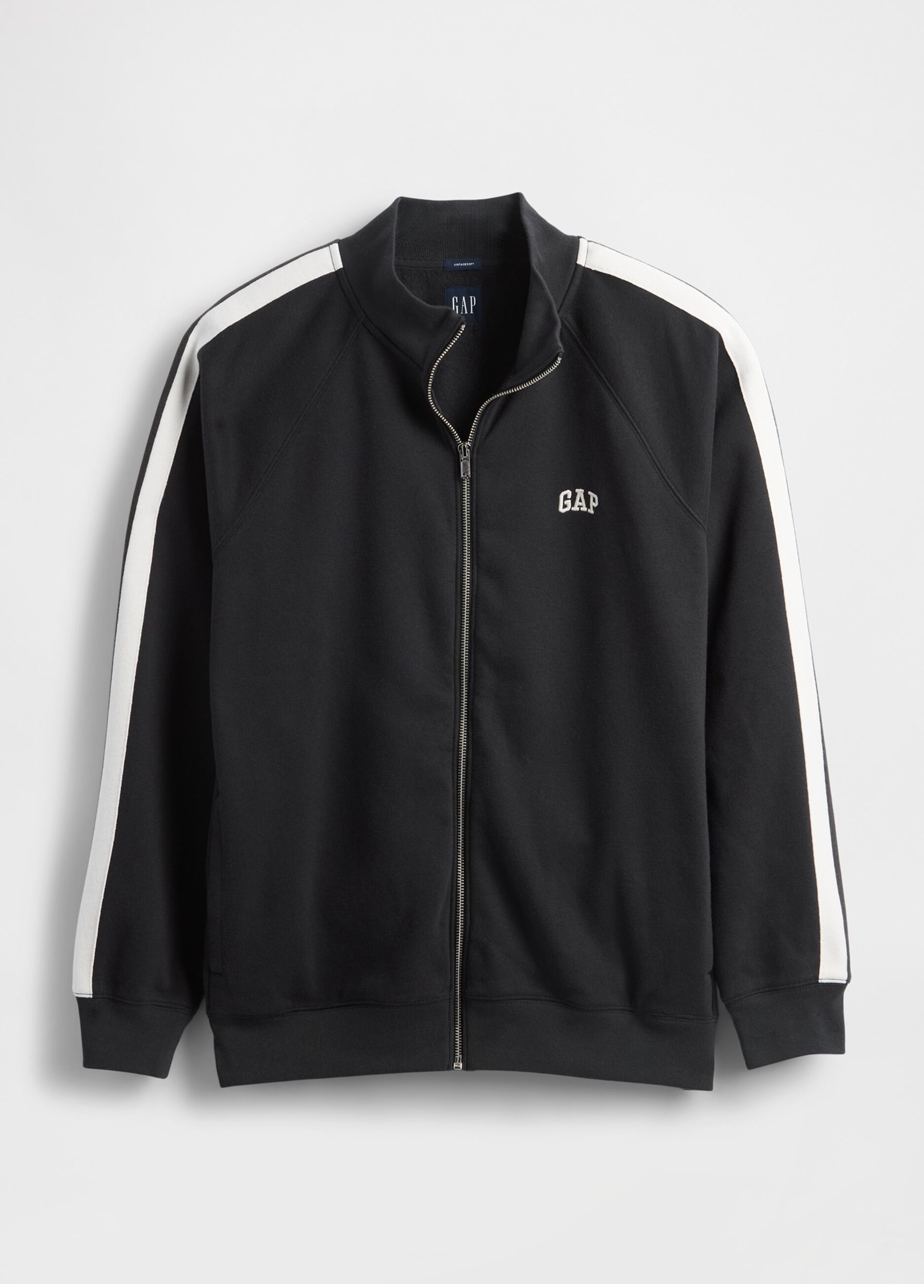 Felpa nera in misto cotone con zip intera_4