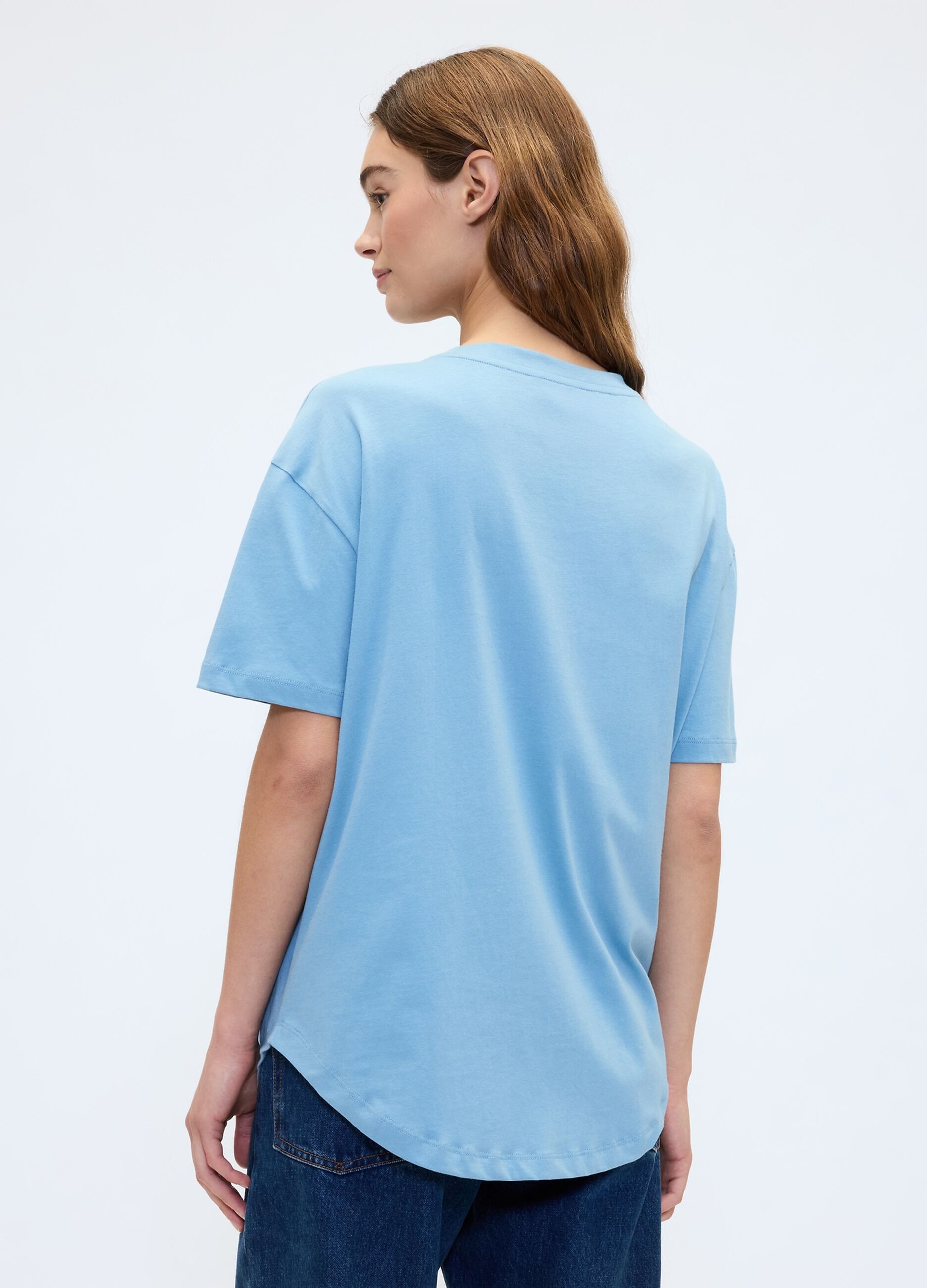T-shirt azzurra in cotone_1