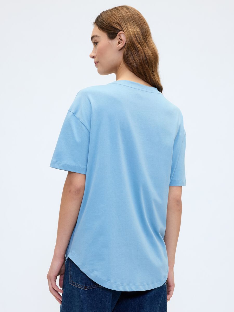 T-shirt azzurra in cotone Donna_1