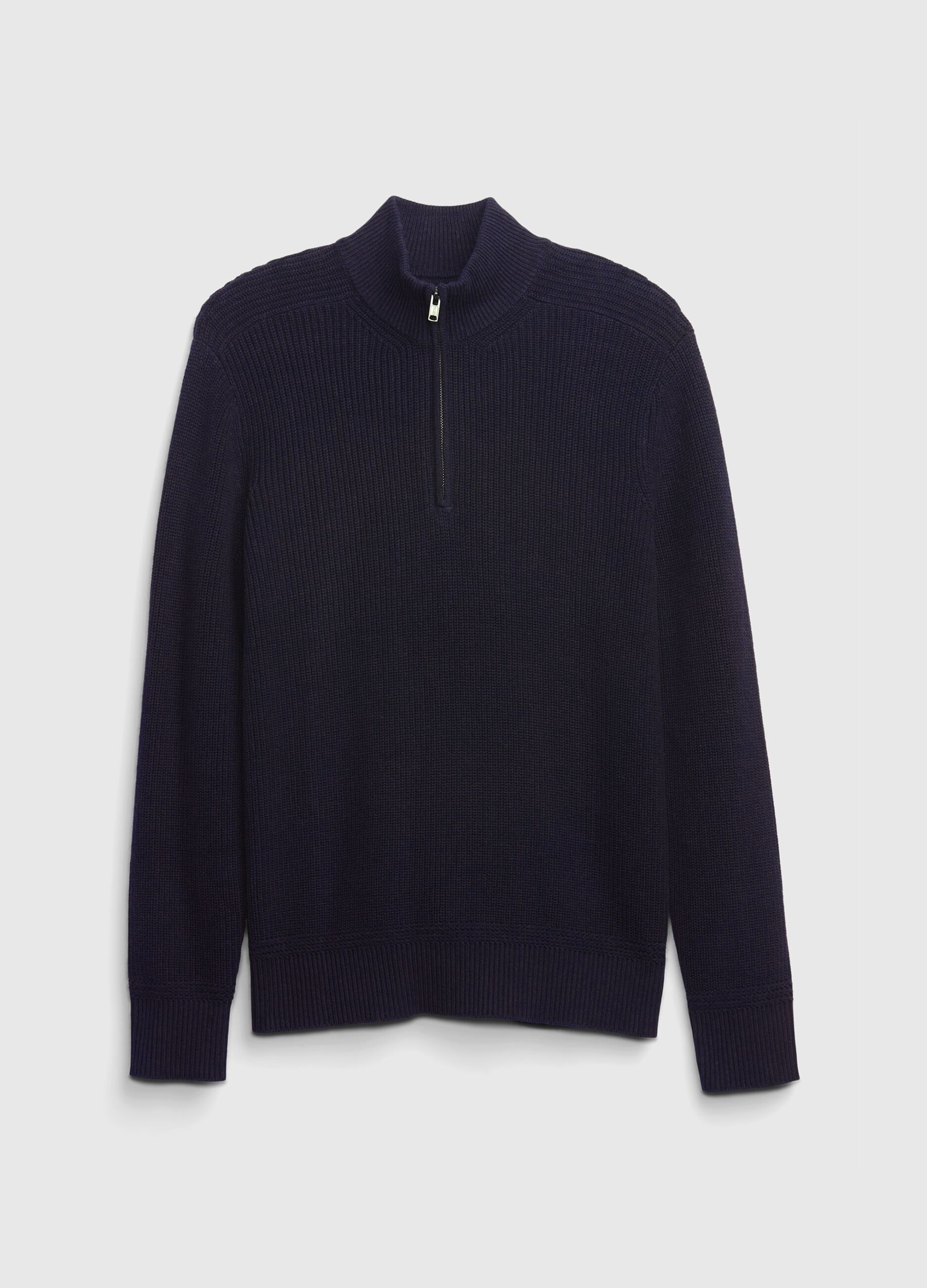 Pullover with polo neck and half zip_1