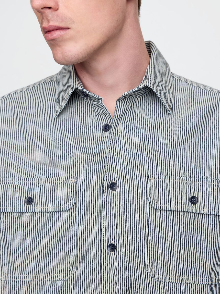 Camicia a righe nere e grigie Man_3