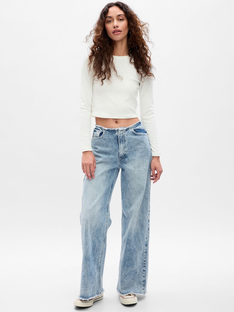 T-shirt cropped a maniche lunghe Donna_1