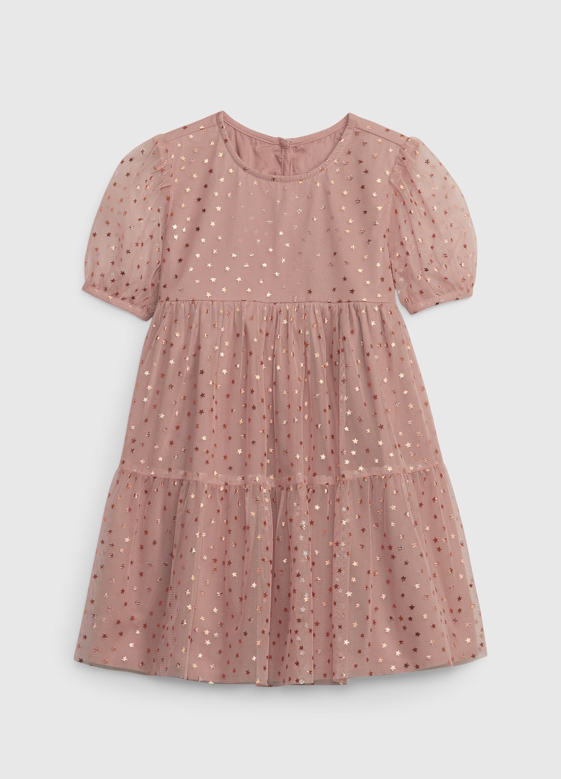 Dress in tulle with star print