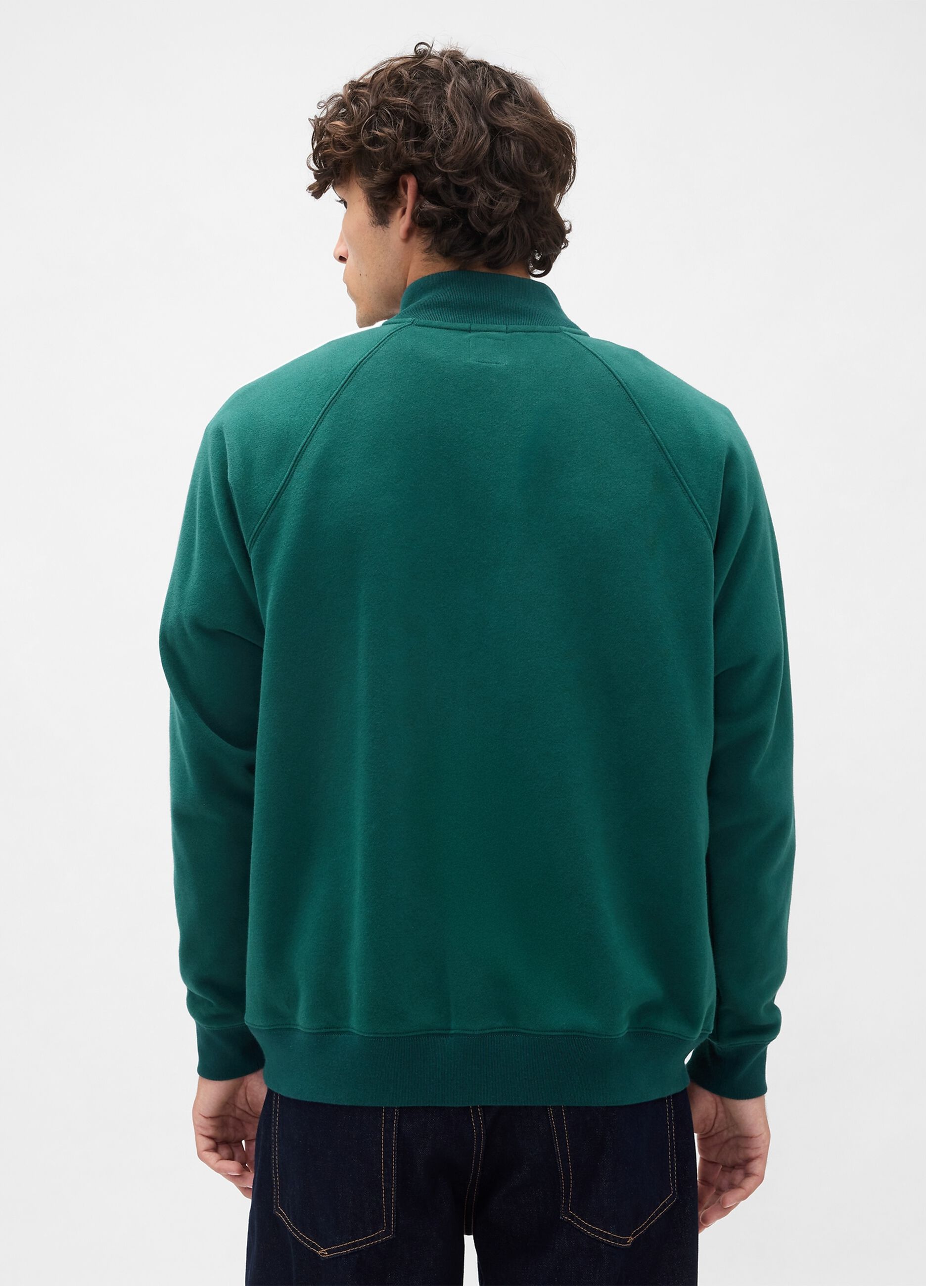 Felpa verde con zip integrale_2