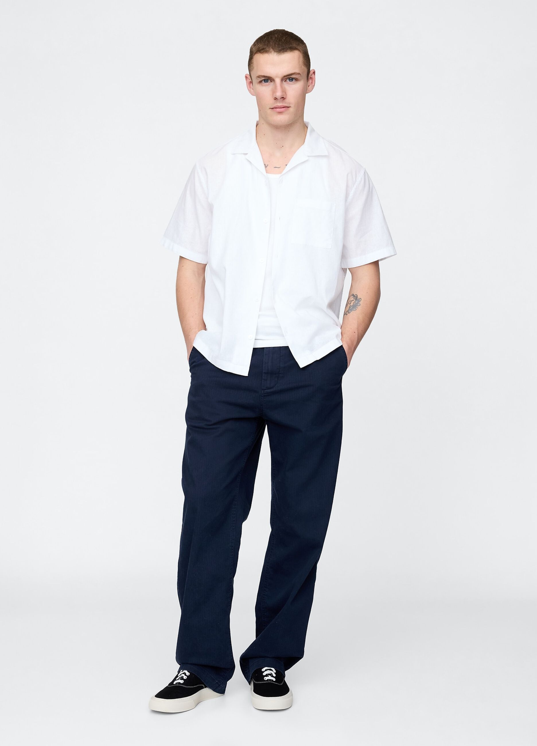 Camicia a maniche corte bianca Gap in lino e cotone_1