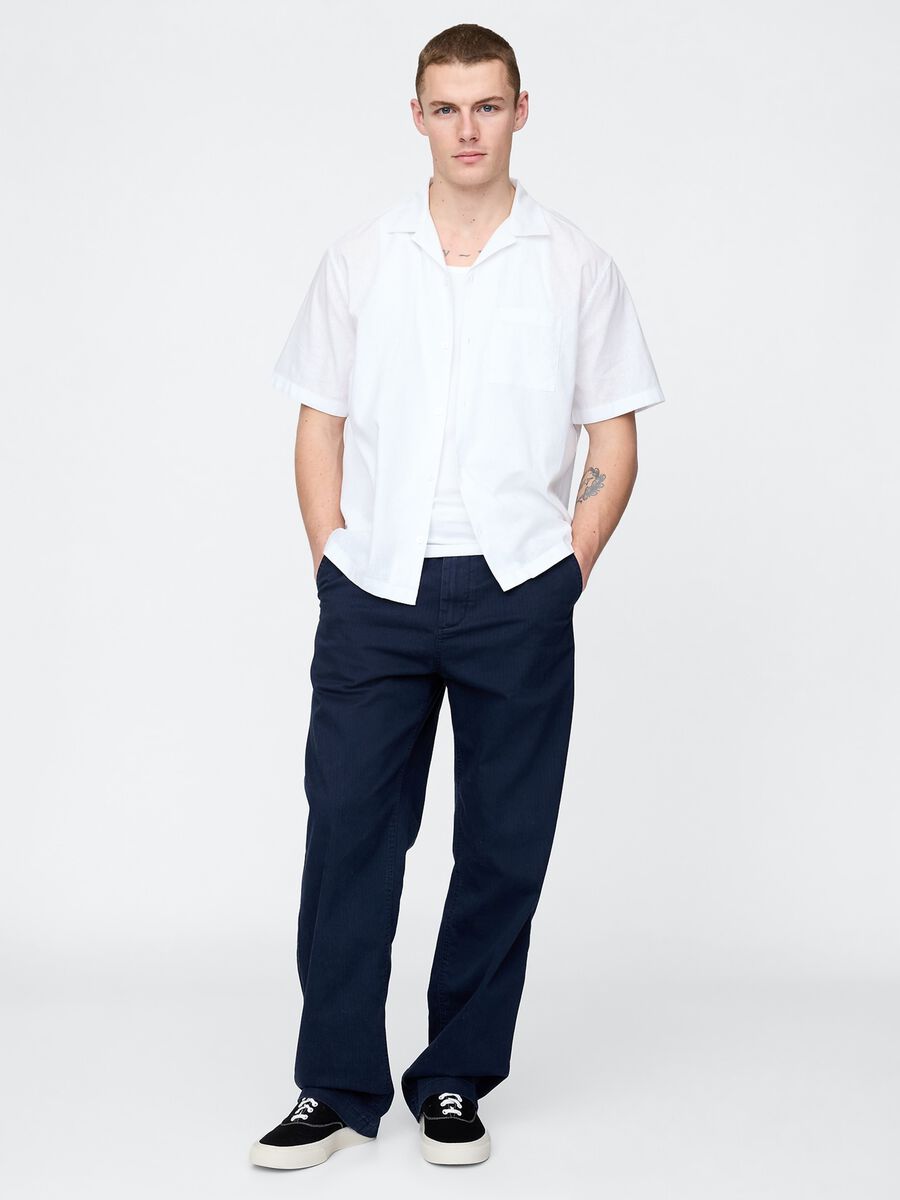 Camicia a maniche corte bianca Gap in lino e cotone Uomo_1