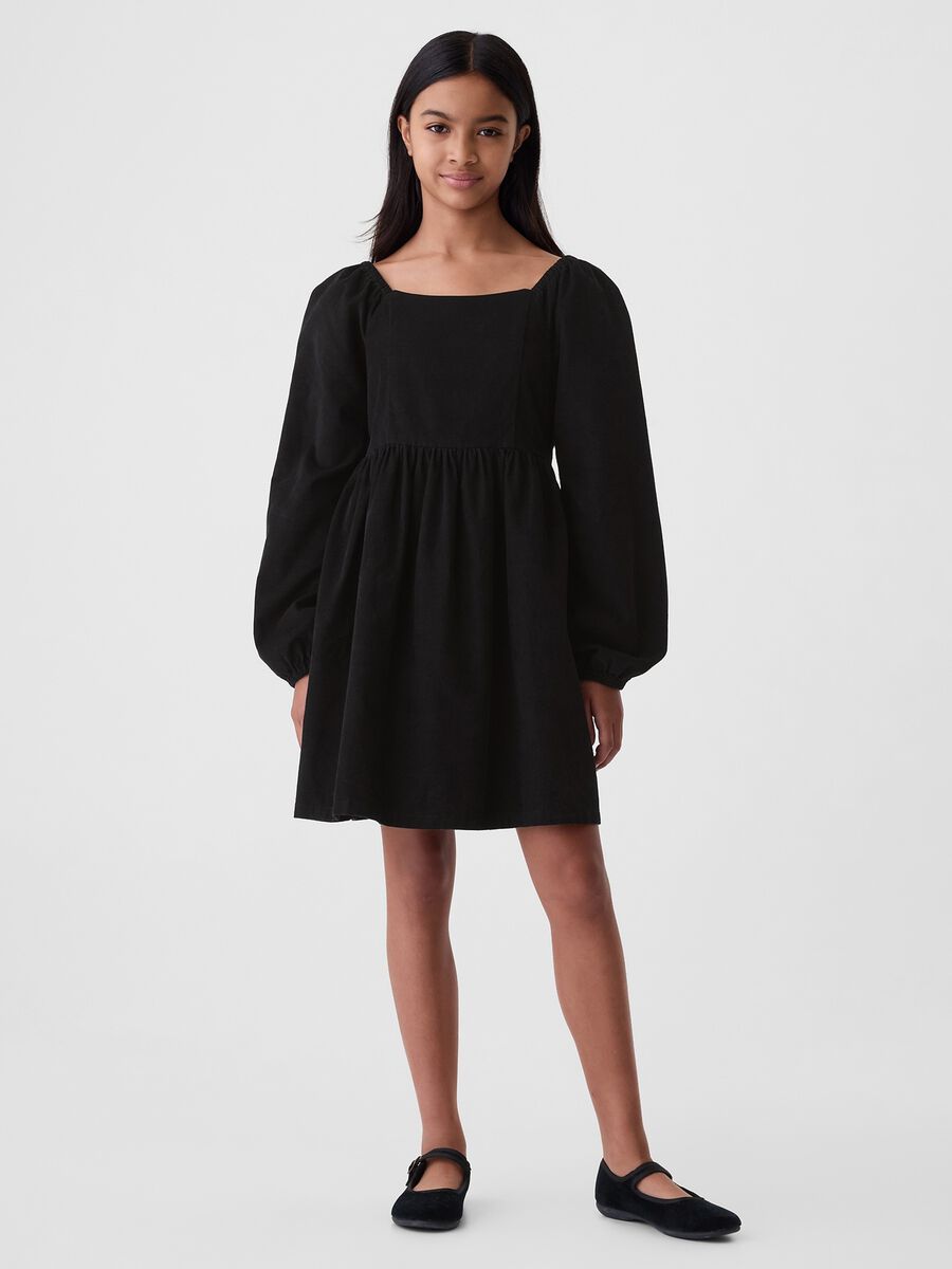 Vestito in cotone con maniche a sbuffo Bambina_0