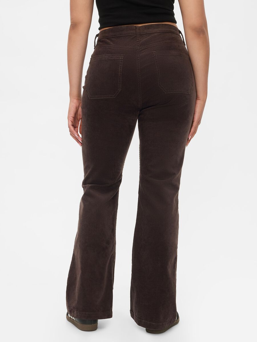 Pantalone flare fit a vita alta in corduroy Donna_6