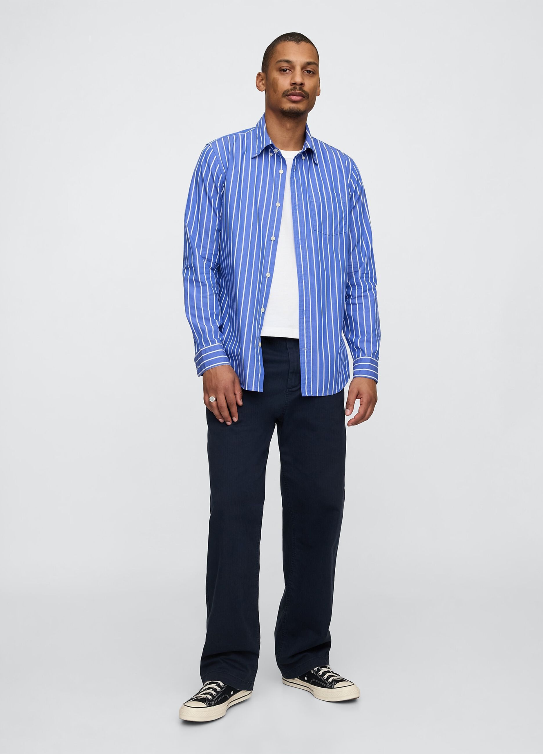 Camicia a righe blu in cotone GAP_1