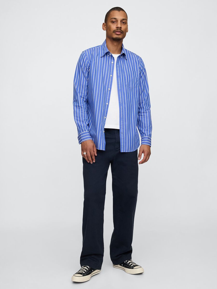 Camicia a righe blu in cotone GAP Uomo_1