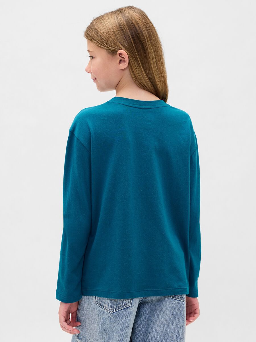 Blue long-sleeve cotton top Girl_1