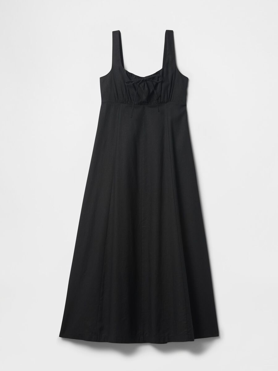 Abito lungo nero in lino e viscosa Gap Donna_6