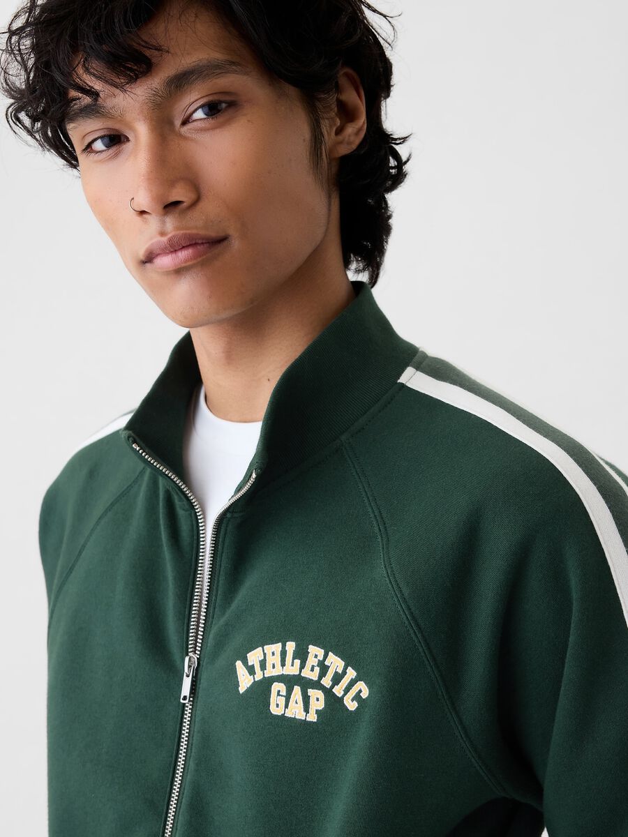 Full-zip con bande rigate e ricamo Athletic Uomo_3