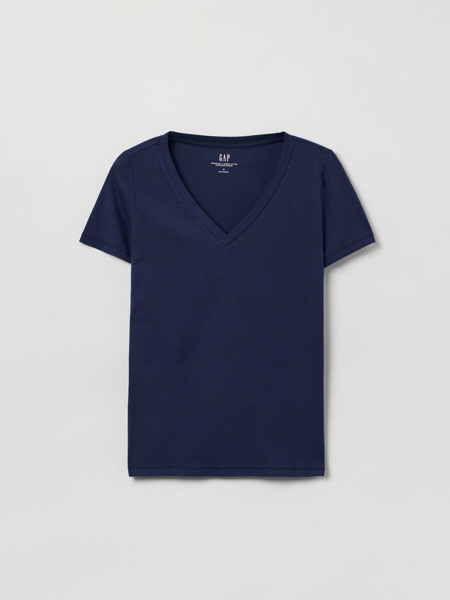 T-shirt in cotone bio con scollo a V Donna_1