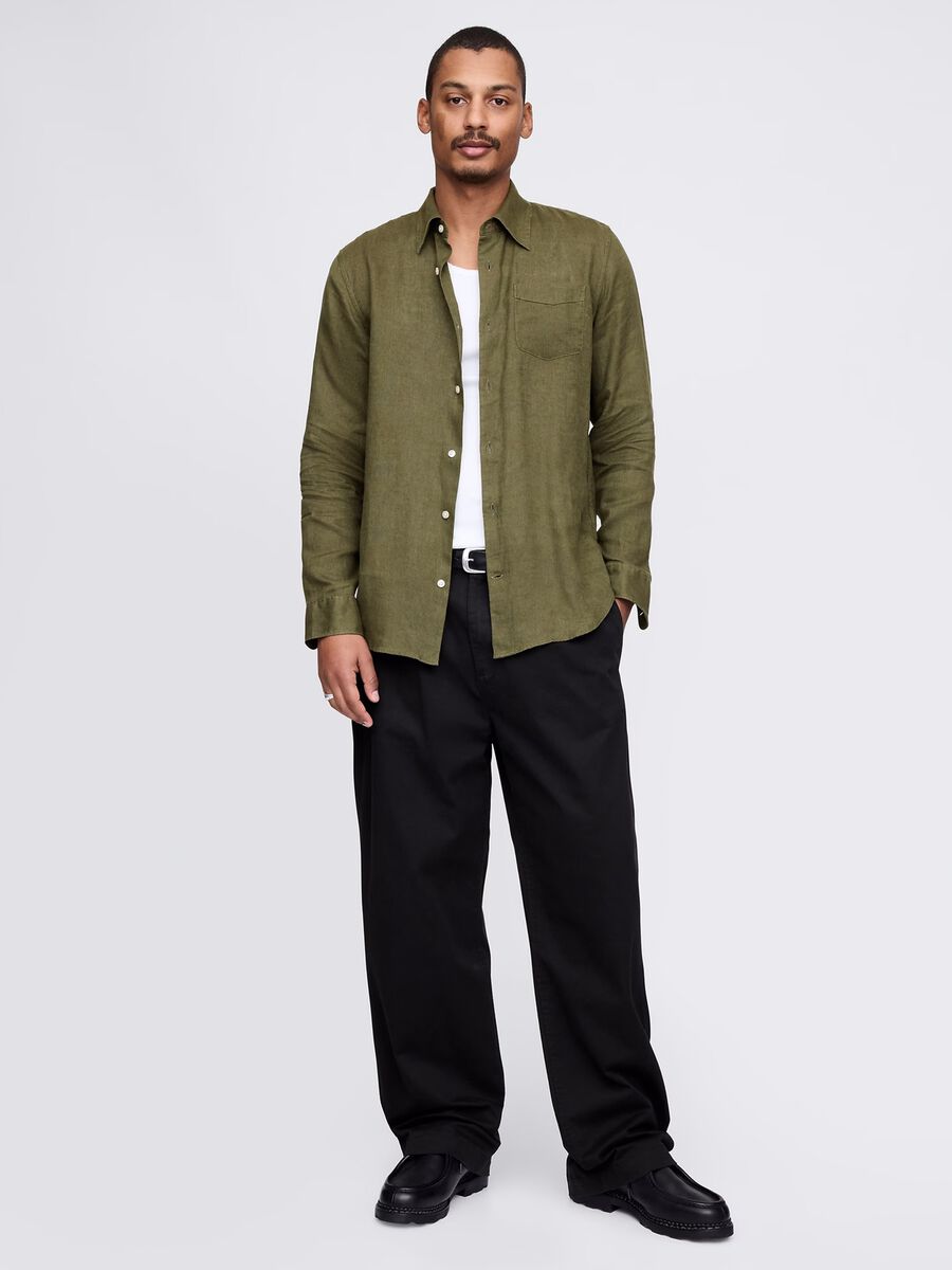 Camicia verde in puro lino Gap Uomo_1