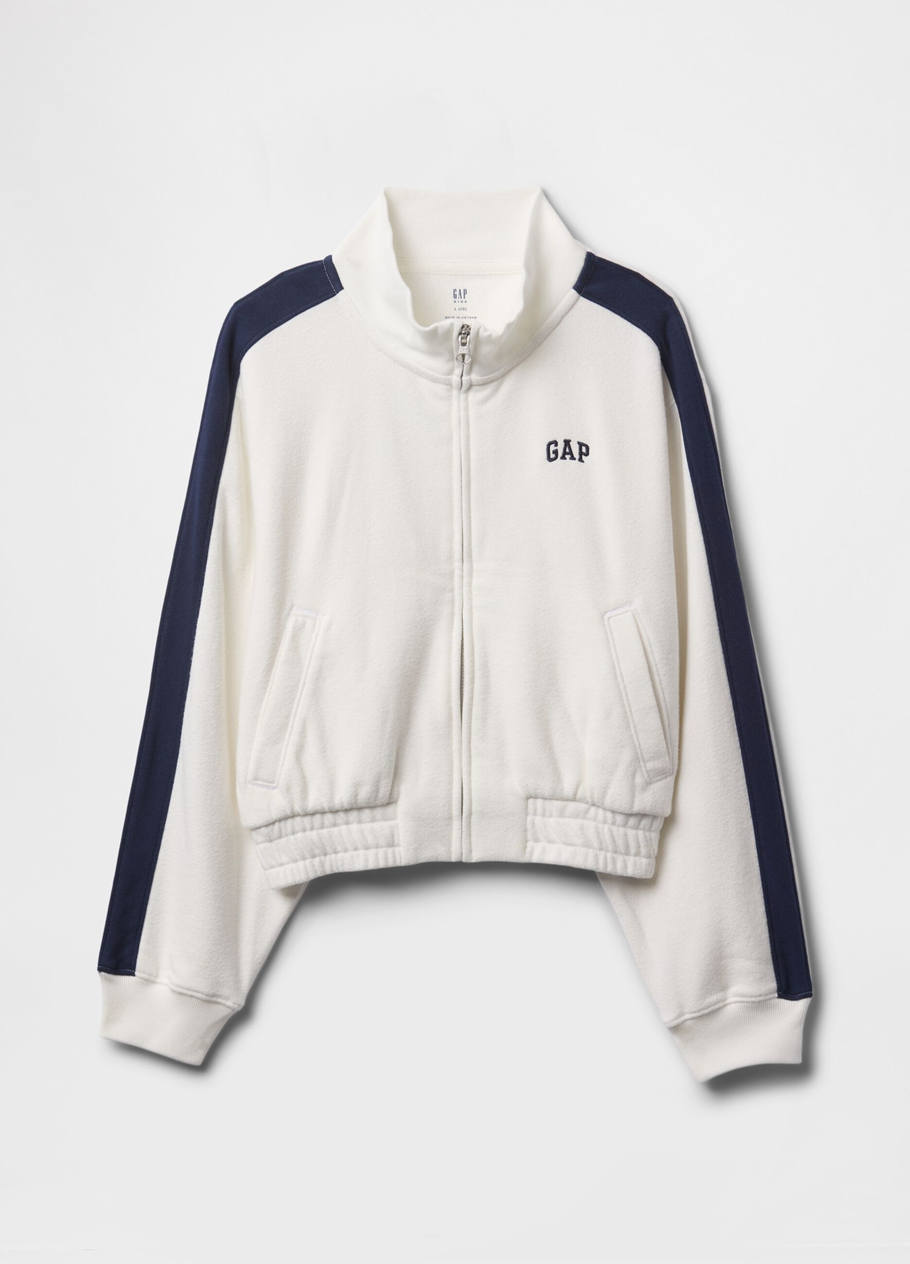 Felpa bianca con zip e dettagli blu GAP Kids_4