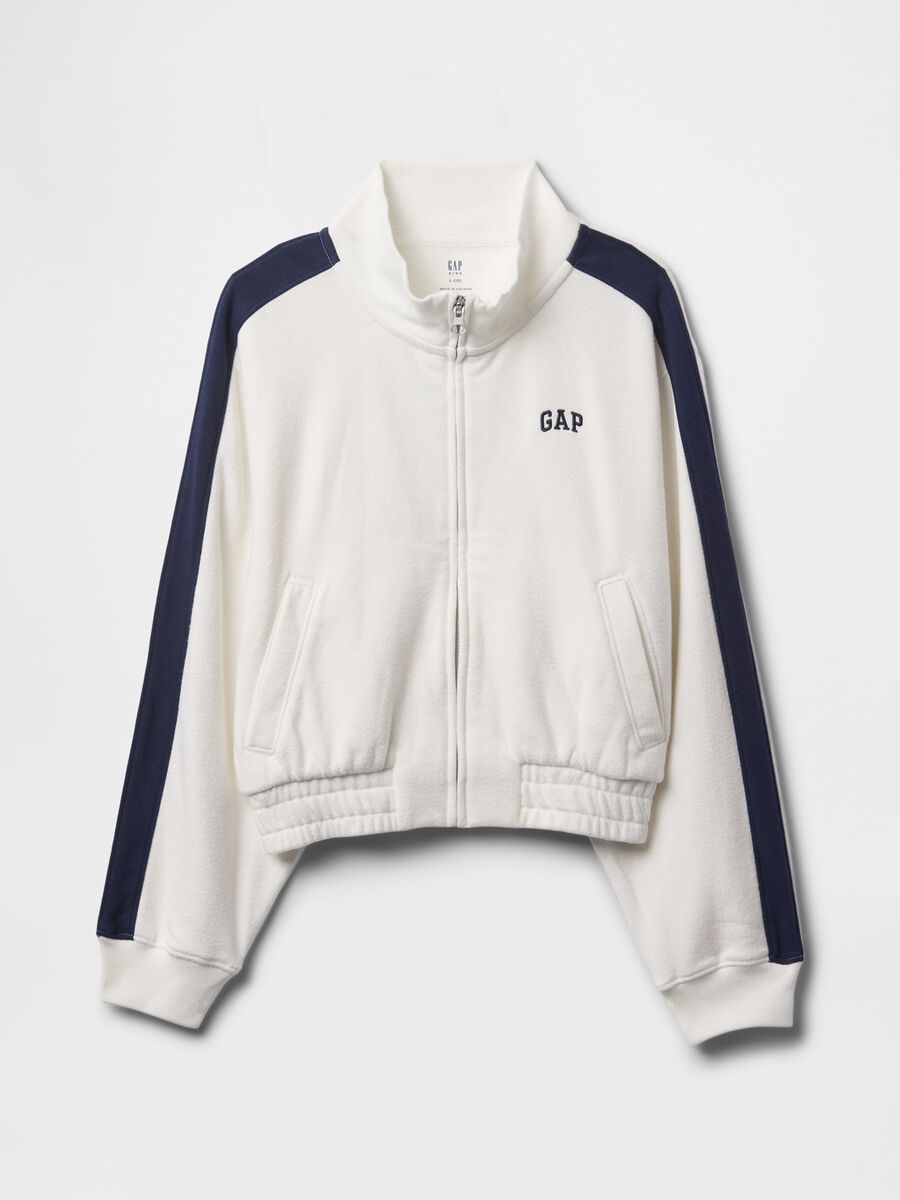 Felpa bianca con zip e dettagli blu GAP Kids Bambina_4