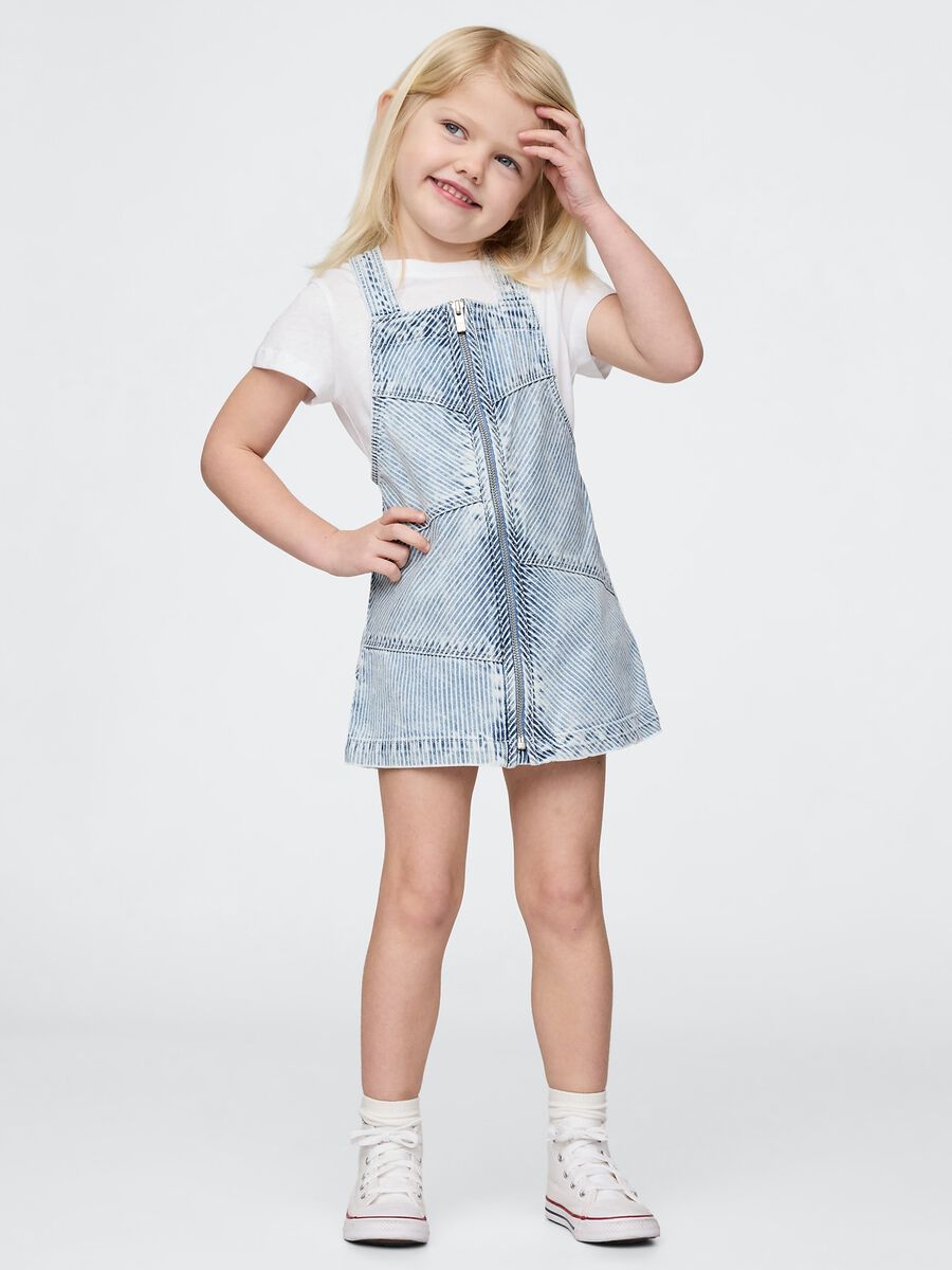 Salopette in denim chiaro con zip frontale Bimba_0