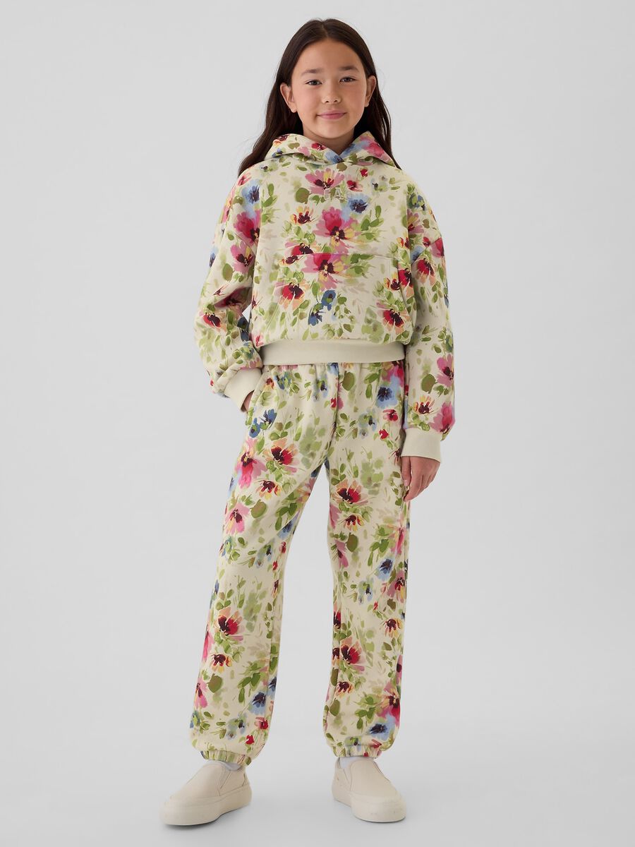 Felpa crop floreale con ricamo logo Bambina_1