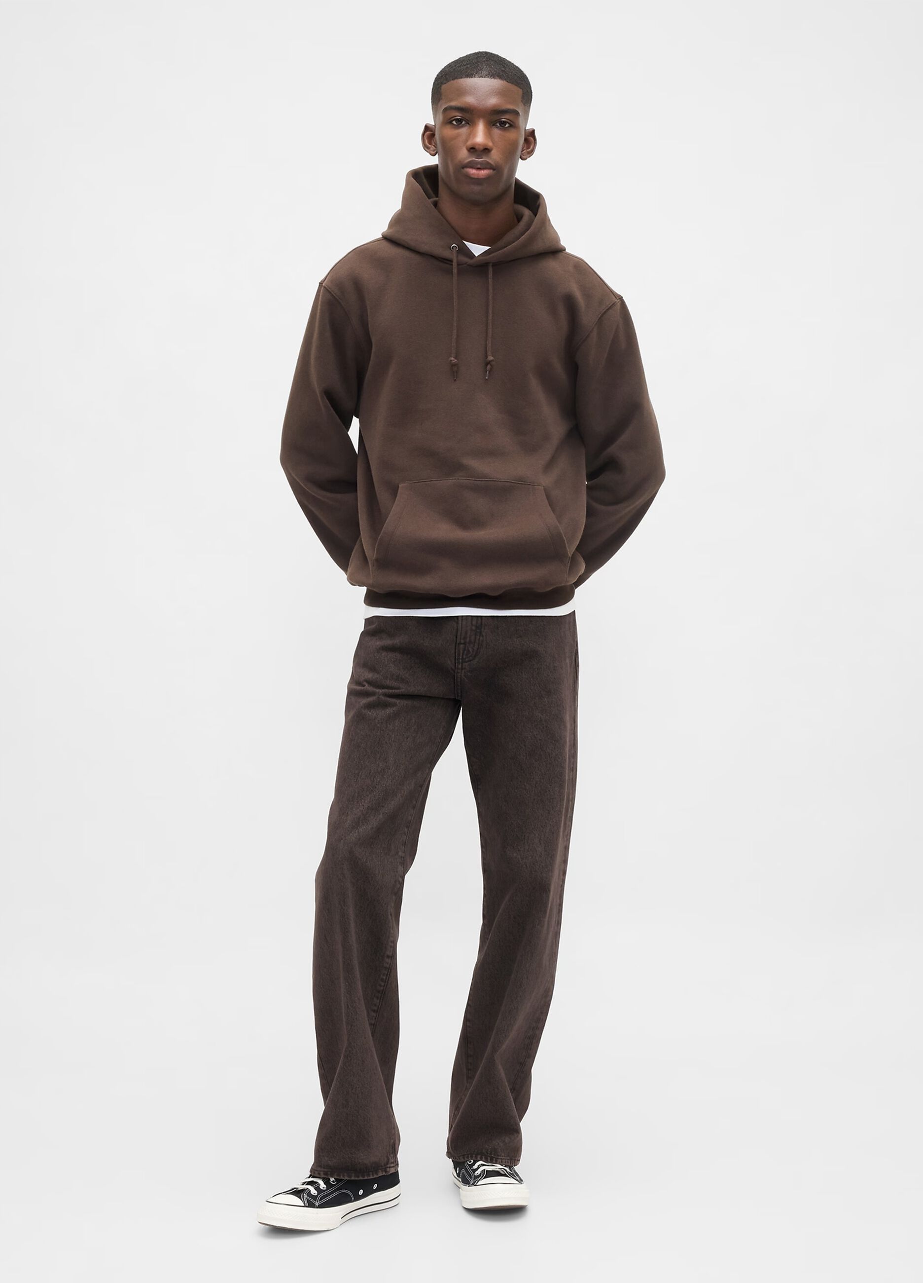 Pantaloni in puro cotone marroni regular fit con cinque tasche