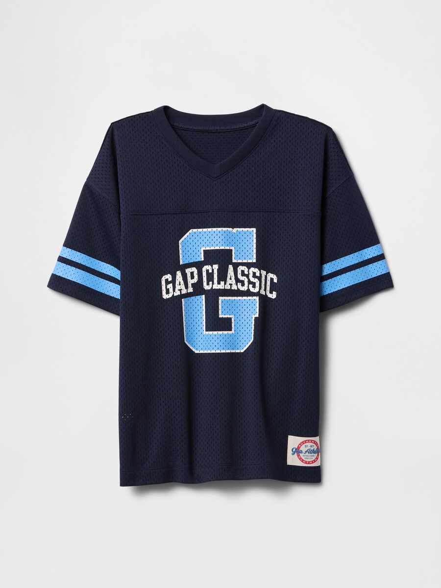 Maglia sportiva blu con logo e dettagli in azzurro Boy_3