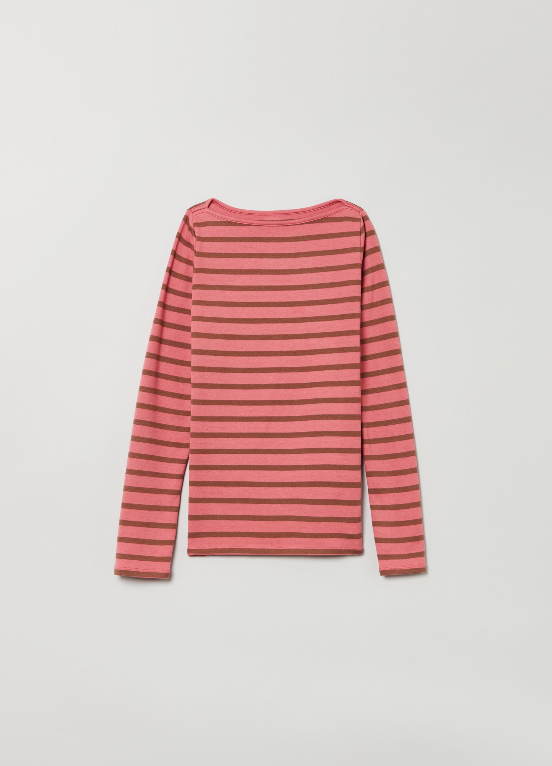 Long-sleeved T-shirt with striped pattern