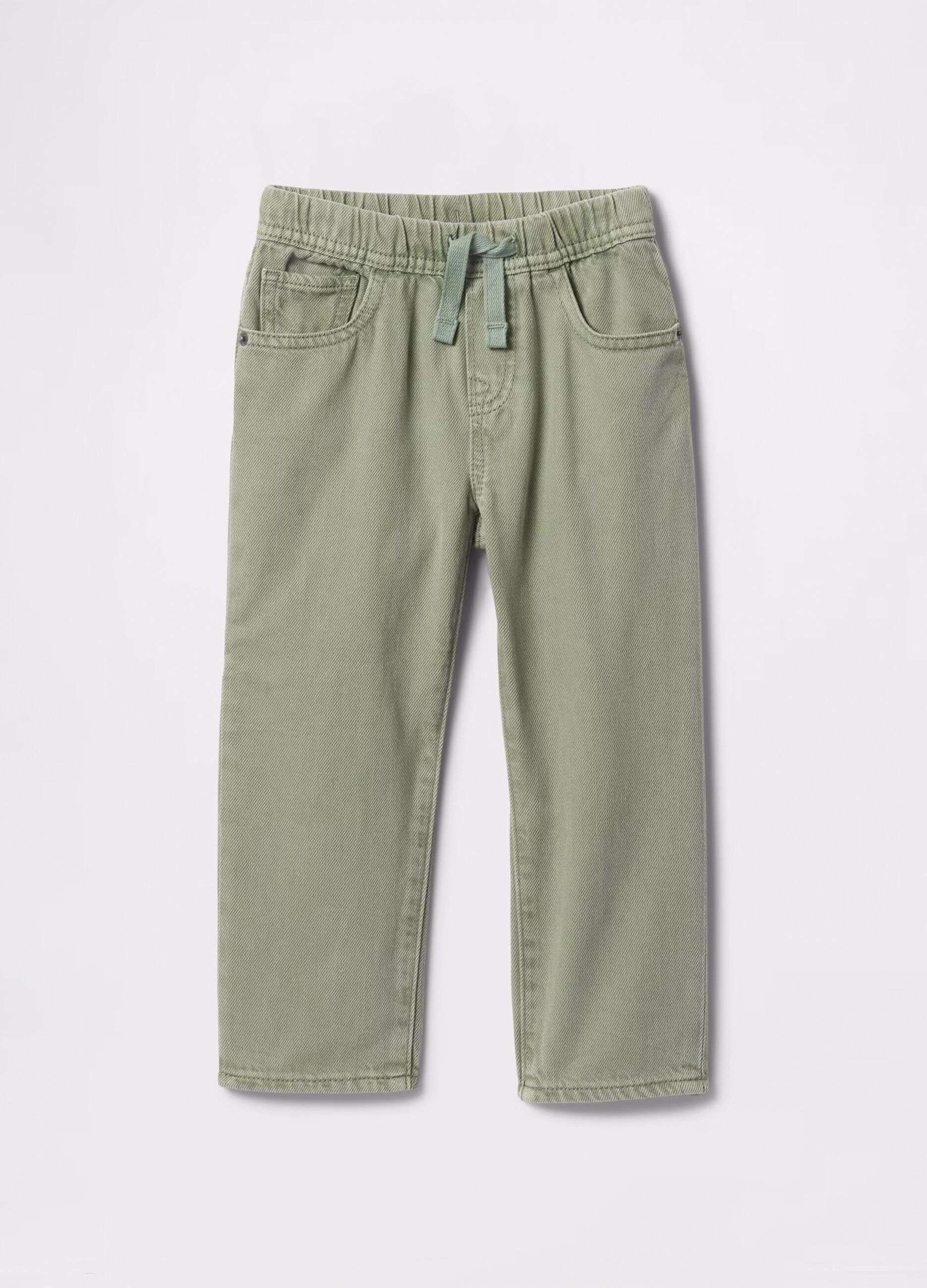 Pantaloni verdi in cotone e Lyocell con coulisse_1