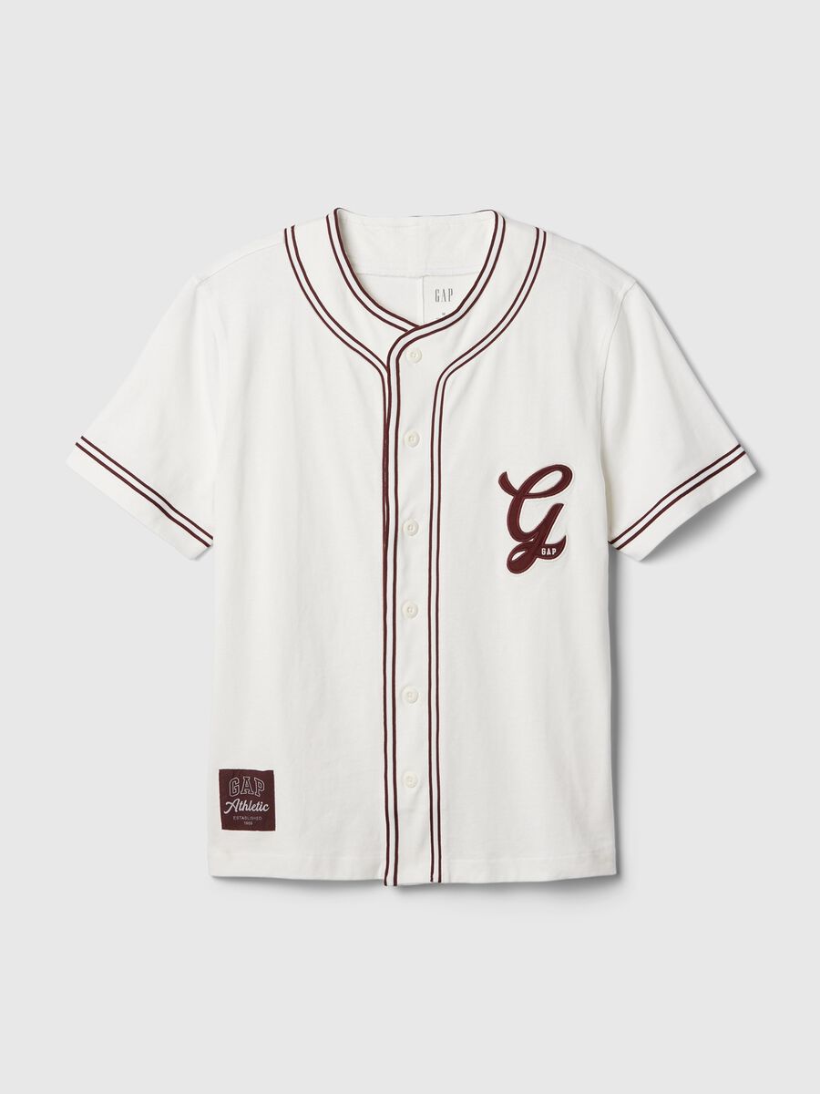 T-shirt da baseball in cotone con ricamo logo Uomo_3