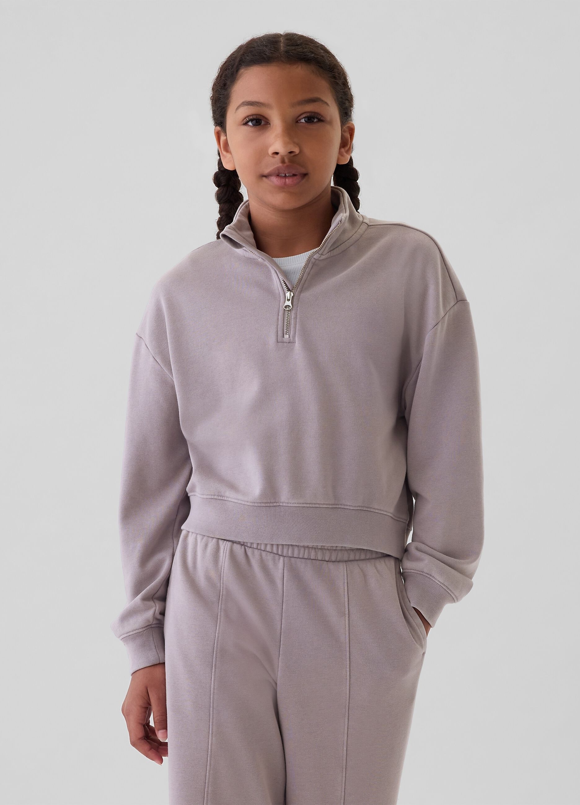 Felpa cropped half-zip