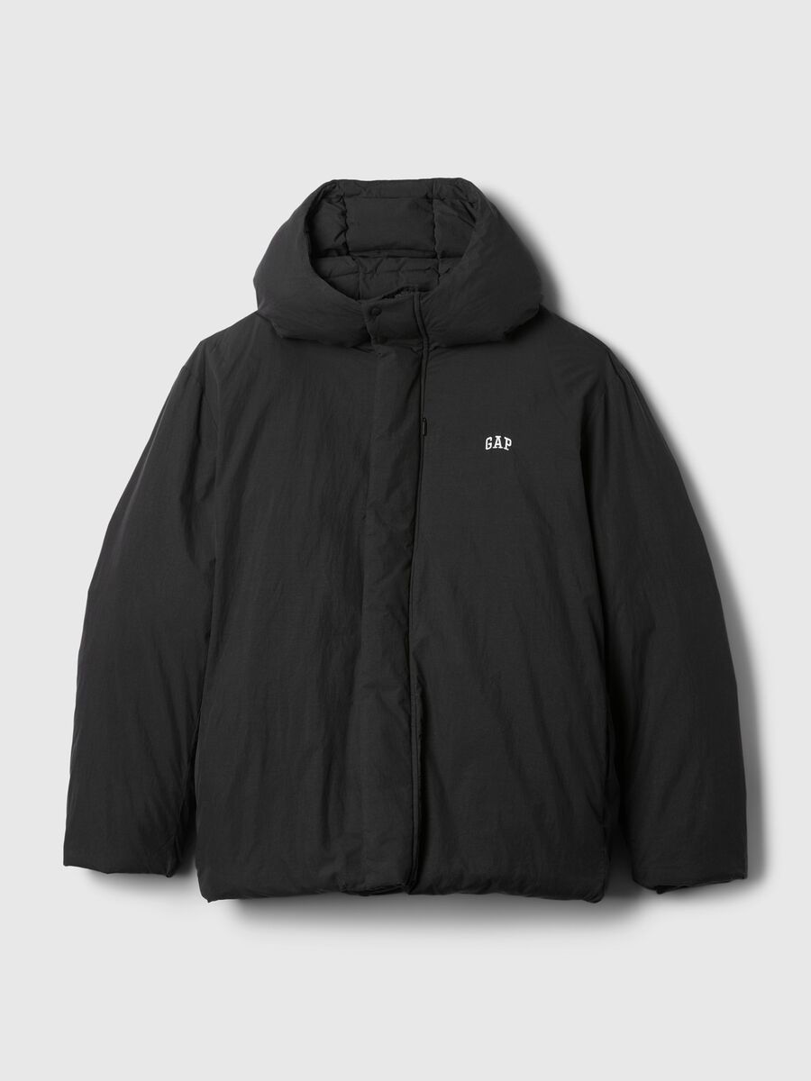 Down jacket with hood and logo embroidery Man_4