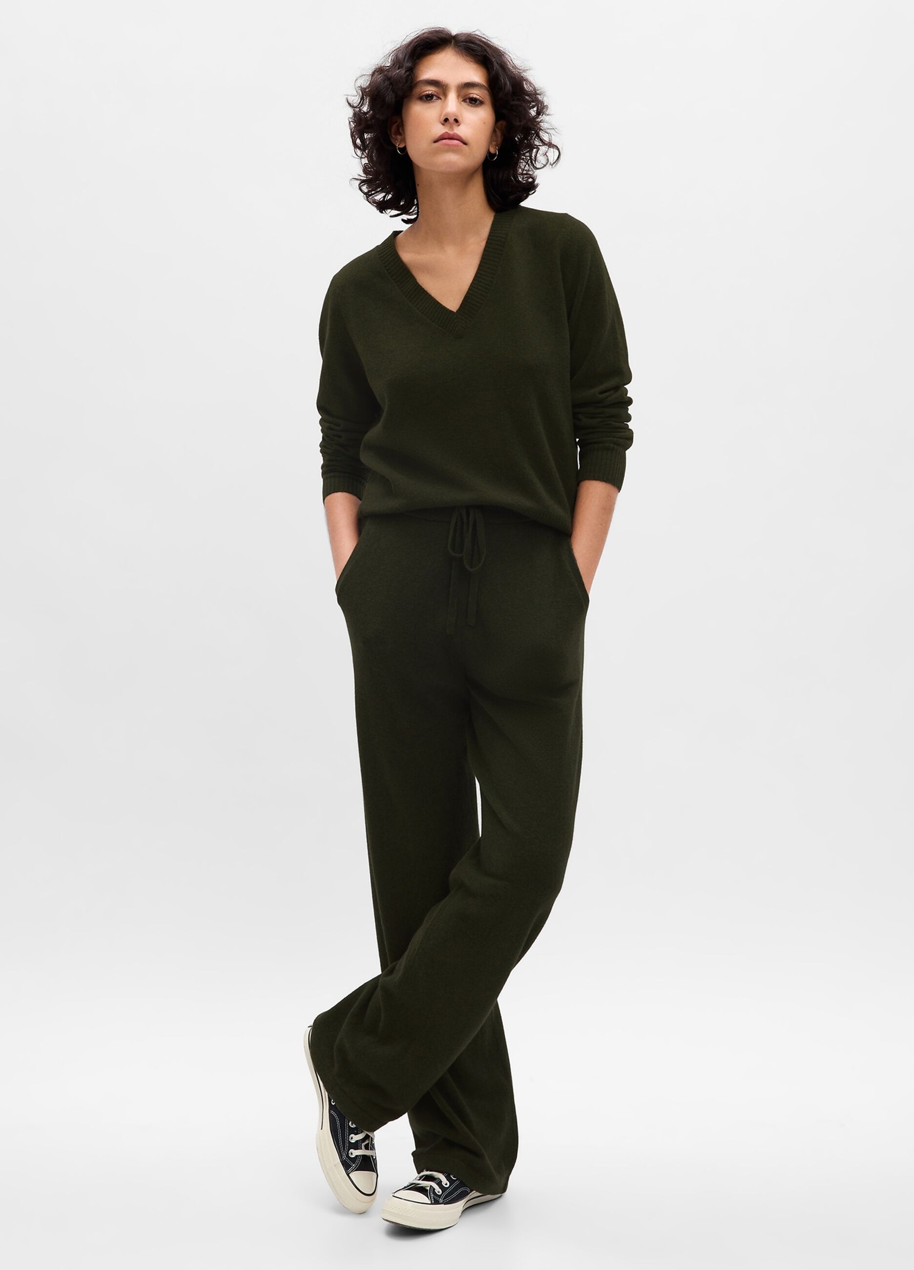 Joggers wide leg in maglia con coulisse