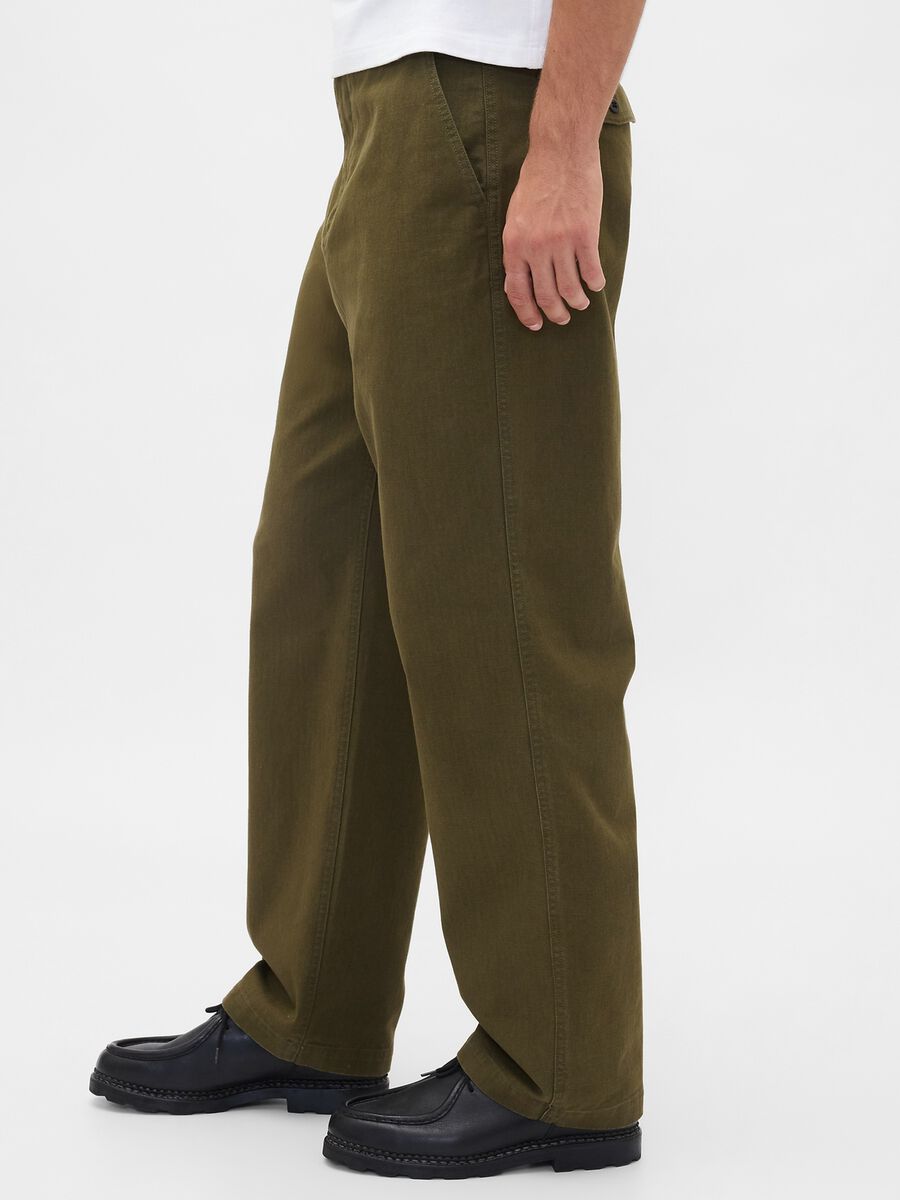 Green regular cotton trousers Man_3