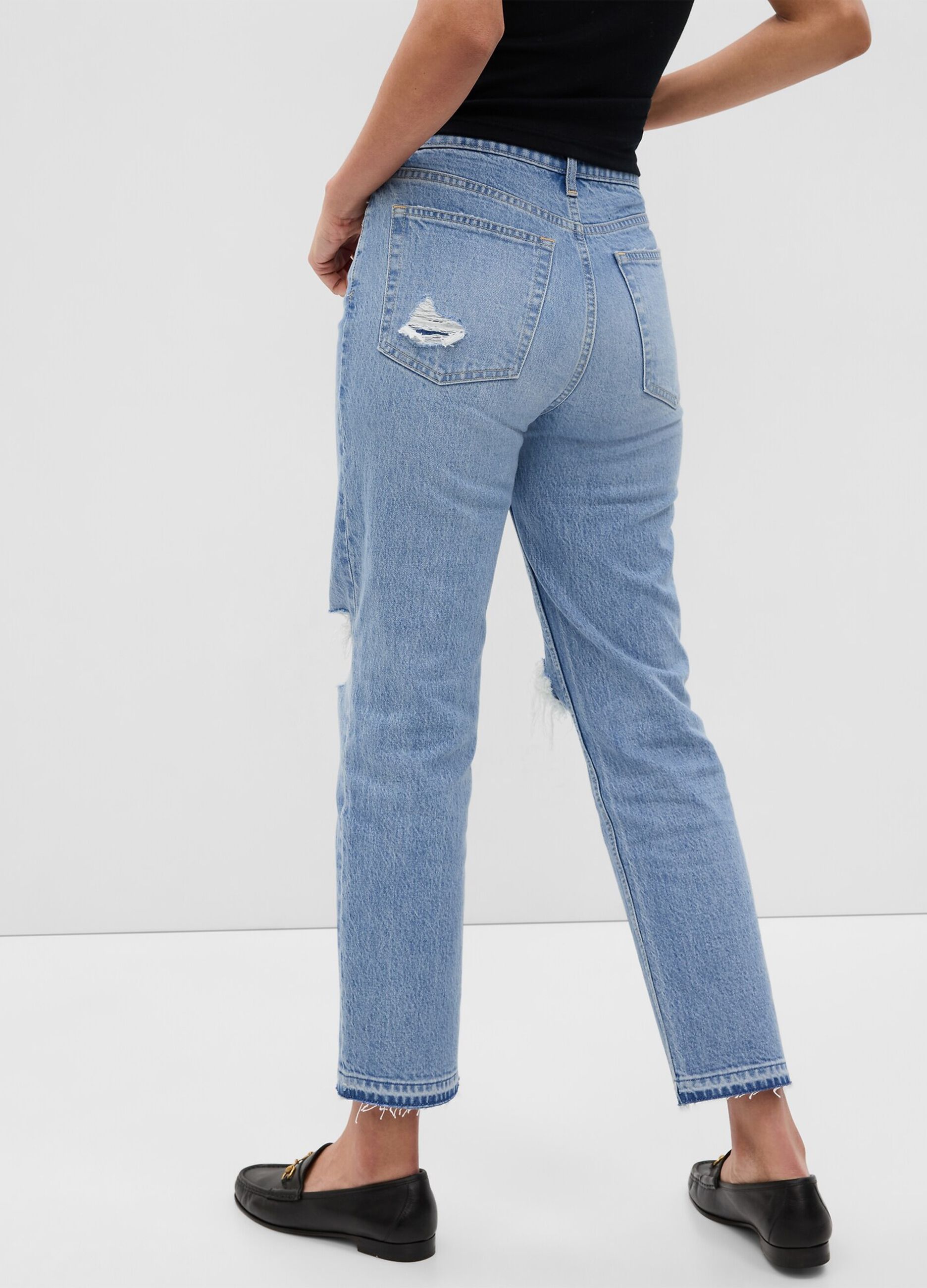 Straight-fit, high-rise jeans with worn look_2