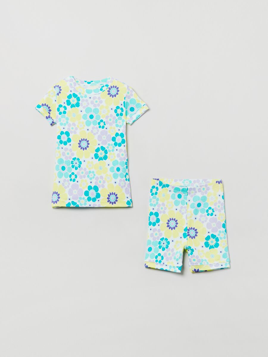 Organic cotton pyjamas with floral pattern Newborn Boy_0