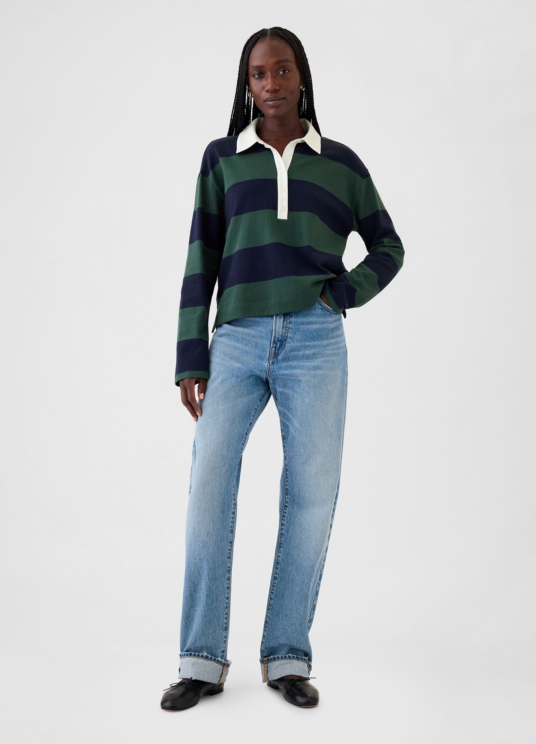 Striped polo shirt with long sleeves_1