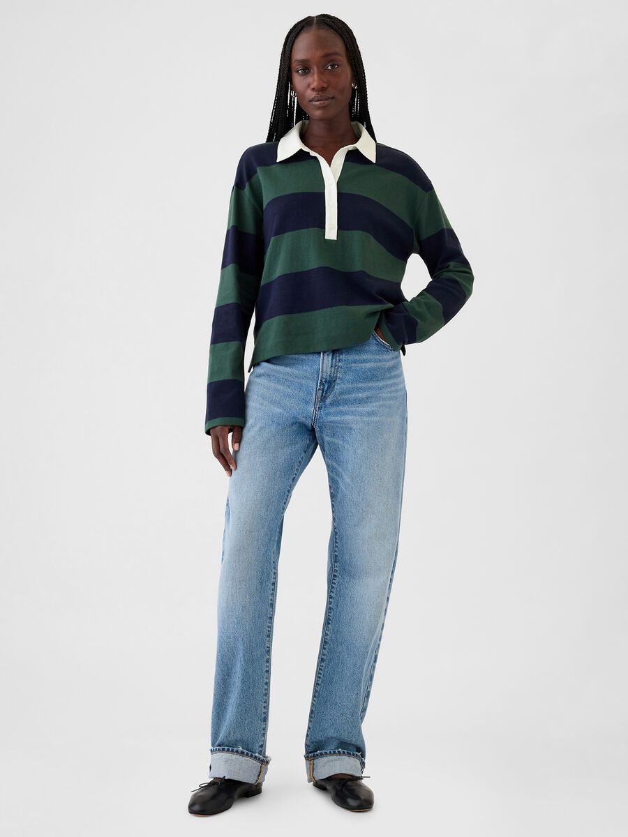 Polo a righe con maniche lunghe Donna_1