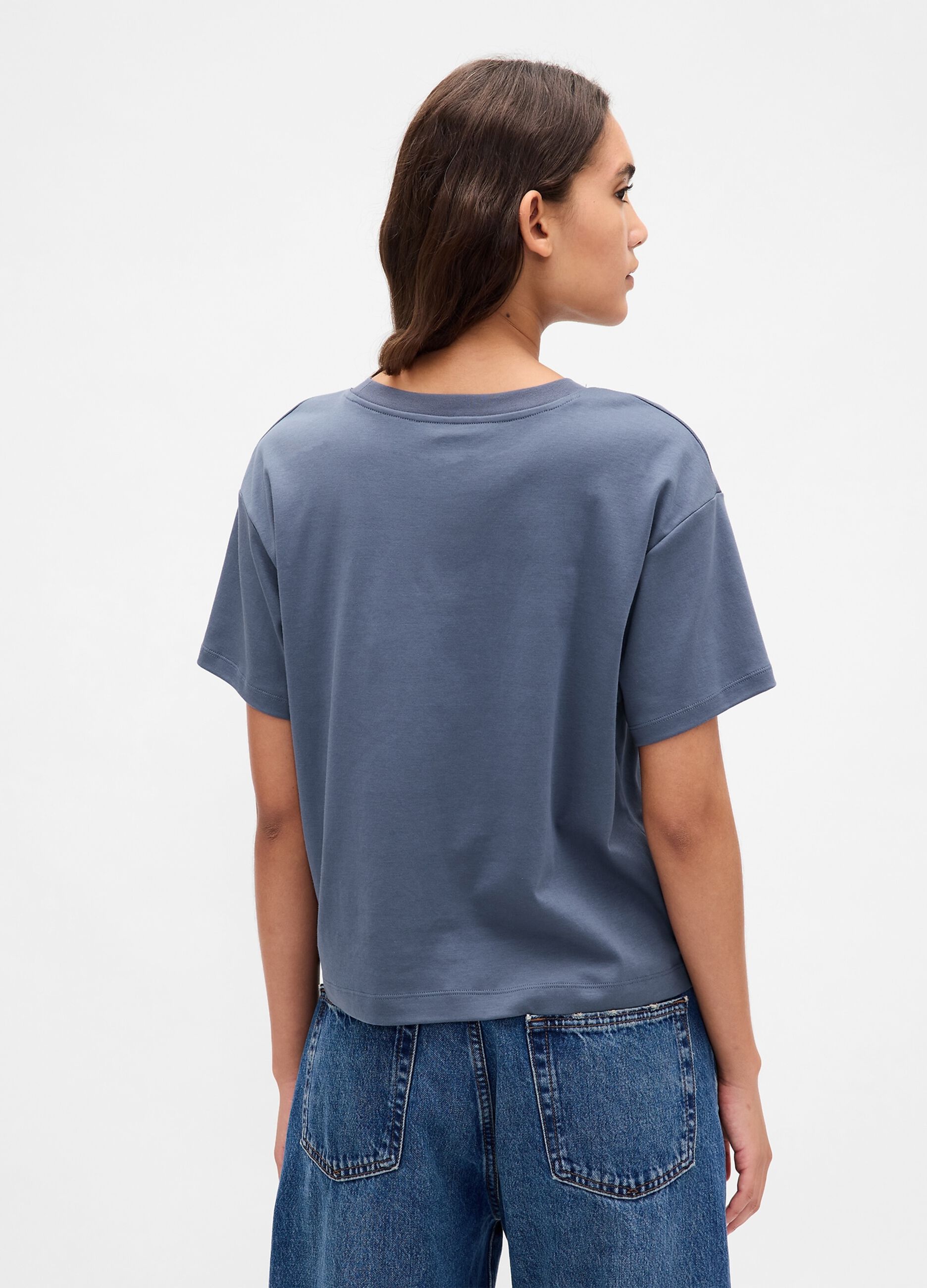 T-shirt blu in cotone_2