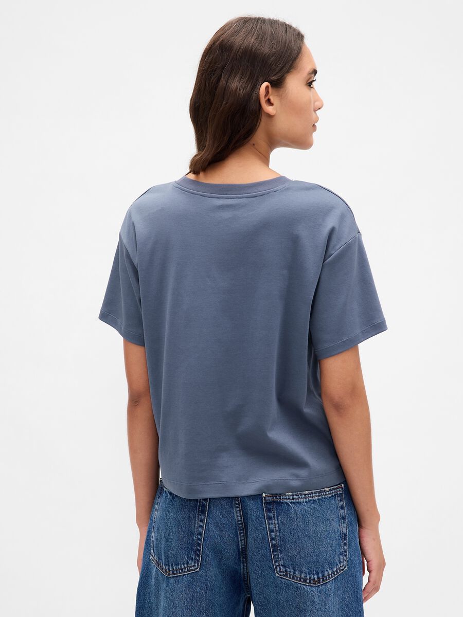 T-shirt blu in cotone Donna_2