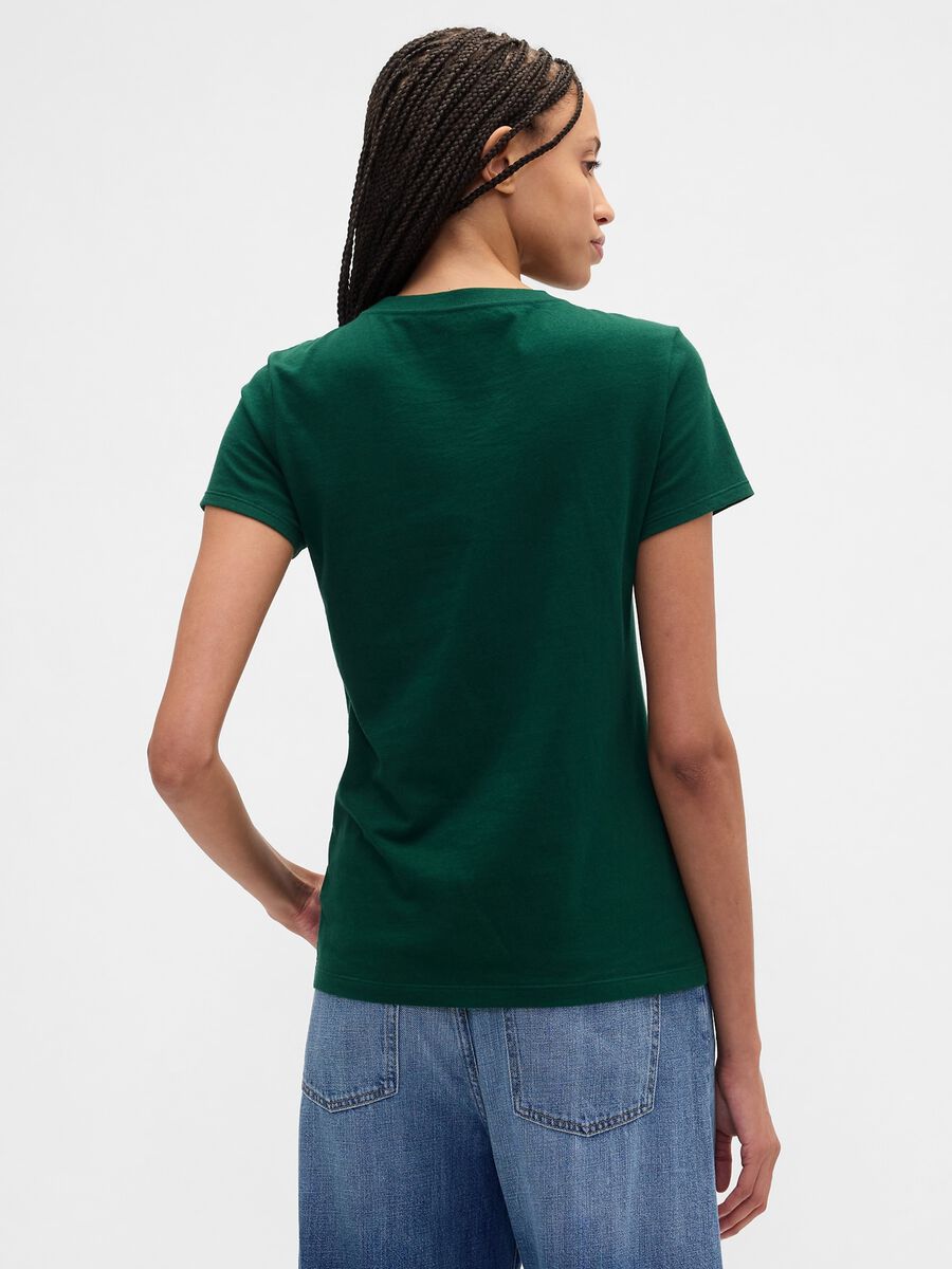 T-shirt verde a maniche corte in cotone Donna_2