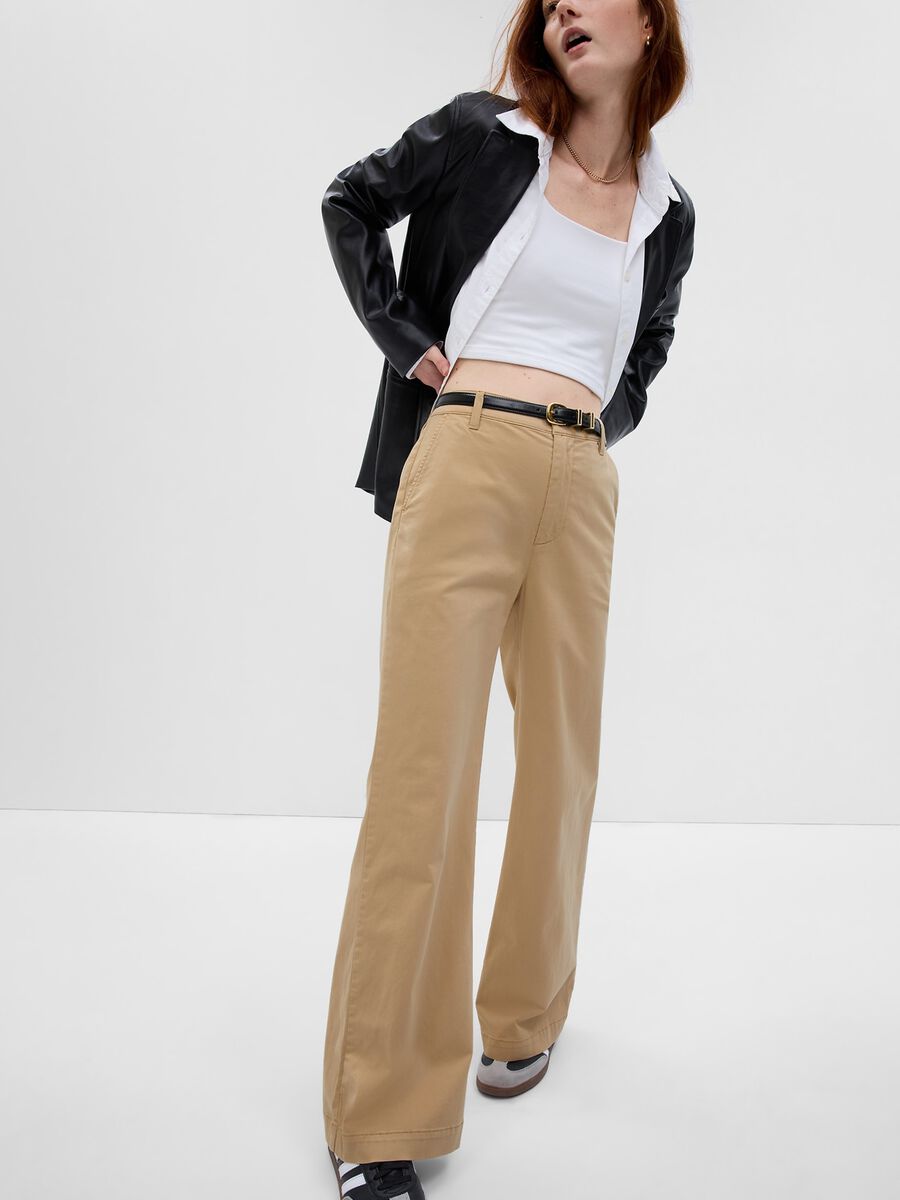 Flare-fit, stretch cotton trousers Woman_1