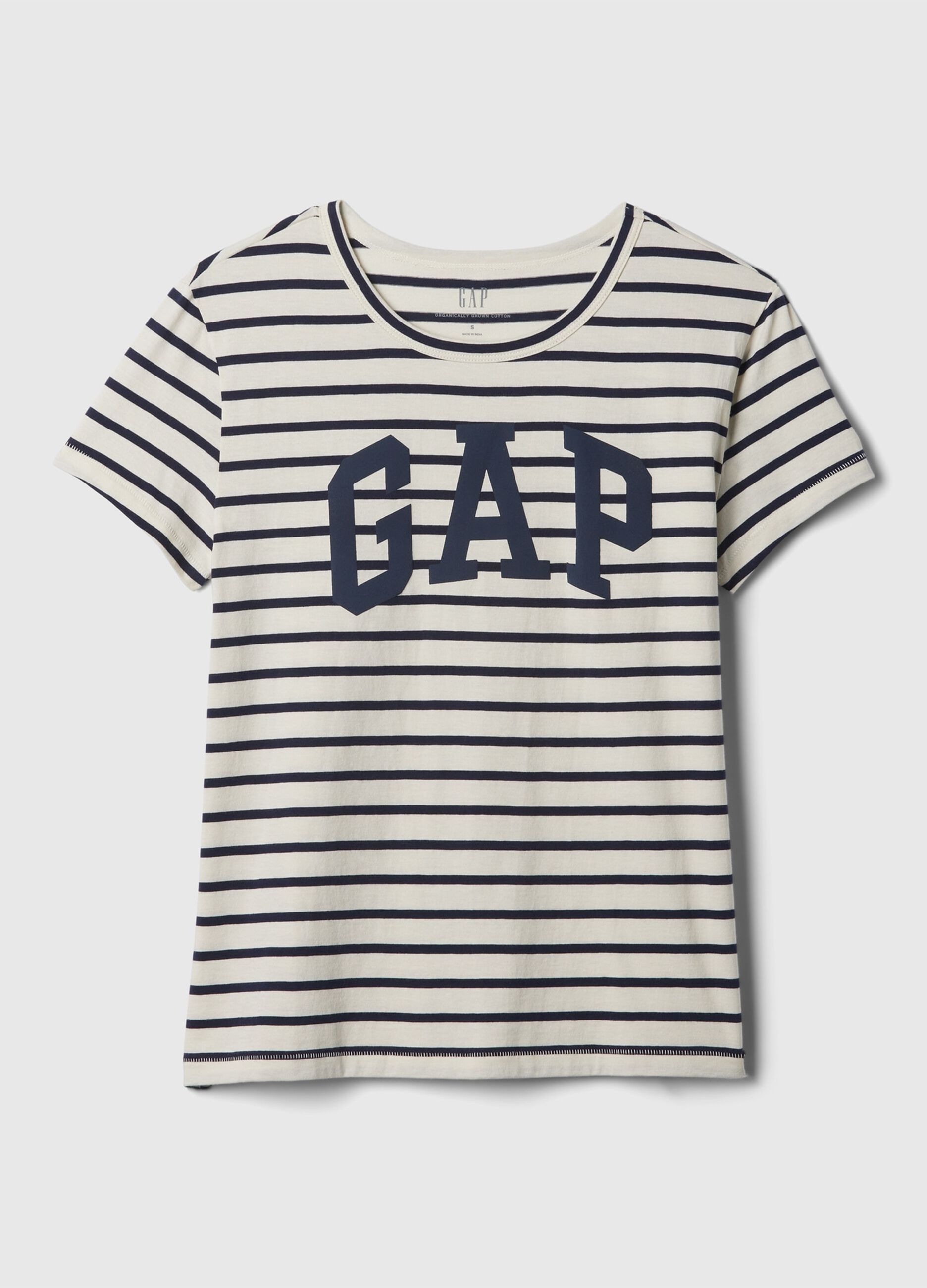 T-shirt a righe con stampa logo_3