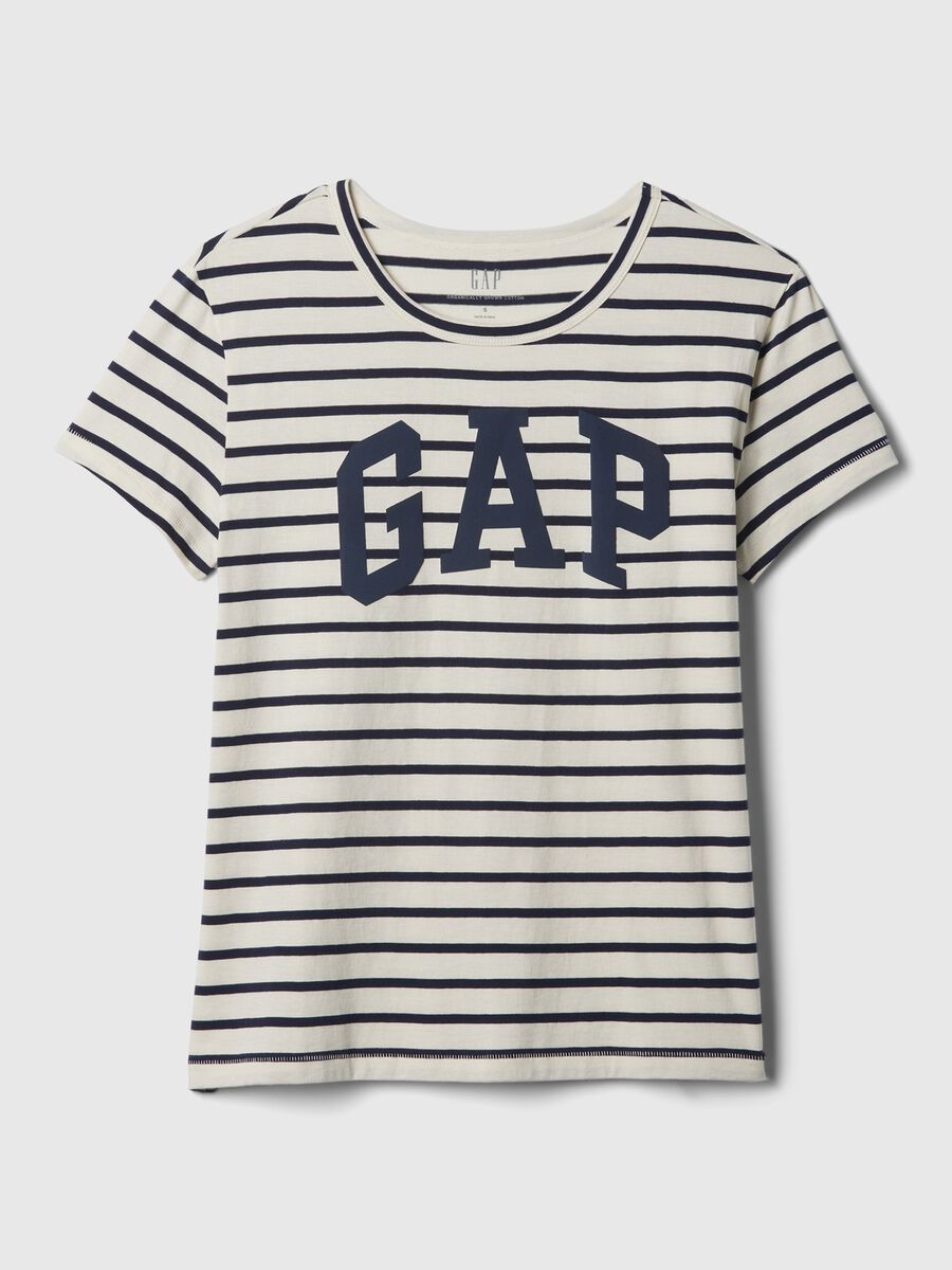 Striped T-shirt with logo print Woman_3