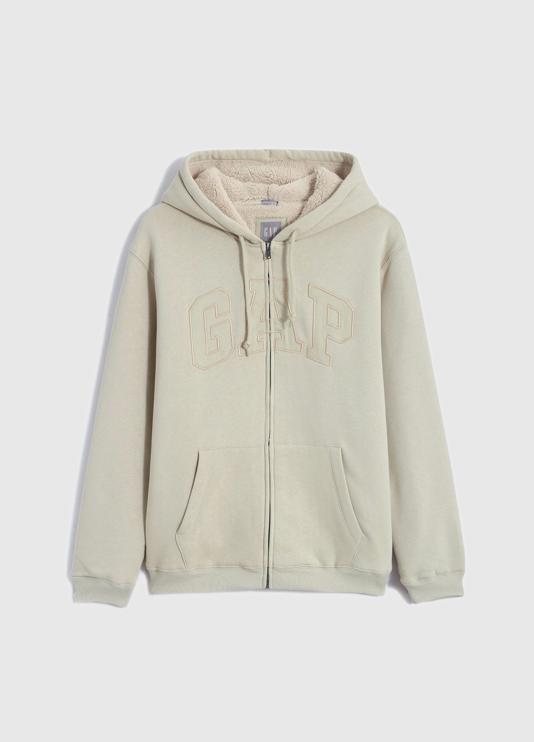 Full-zip con interno in sherpa ricamo logo