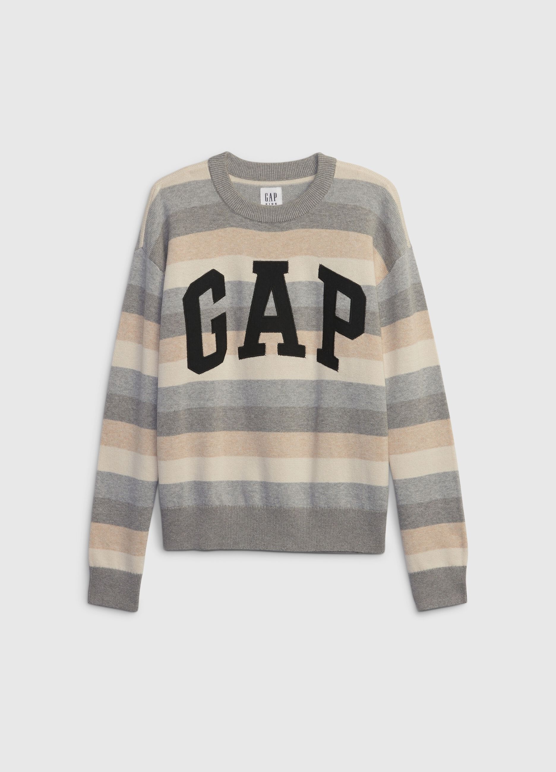 Striped pullover with embroidered logo
