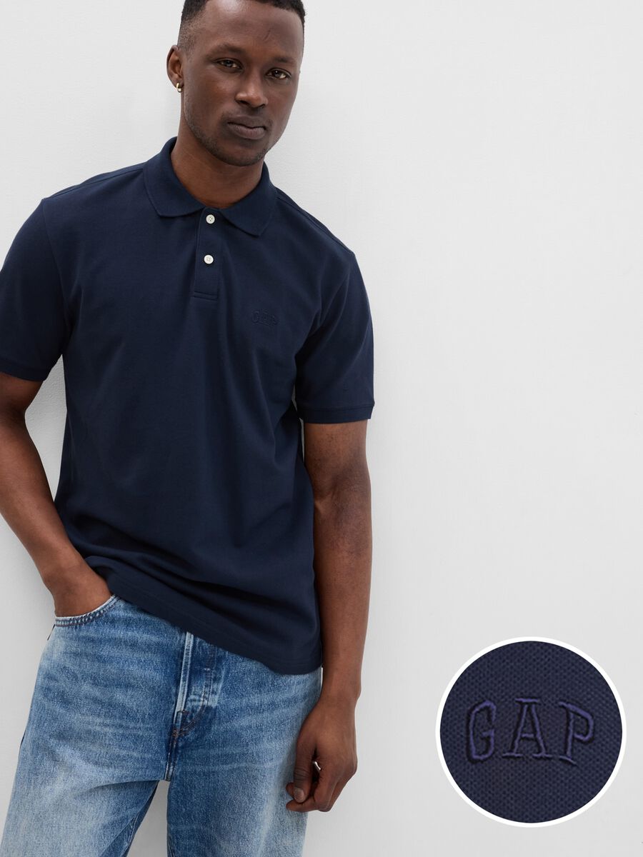 Polo in piquet con ricamo logo Uomo_0