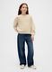 Maglione beige per bambina in misto cotone_0