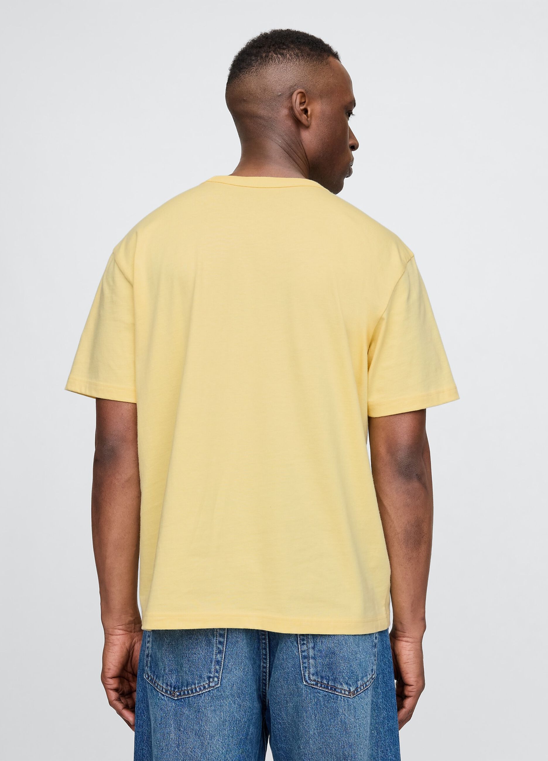 T-shirt a maniche corte gialla in cotone_2