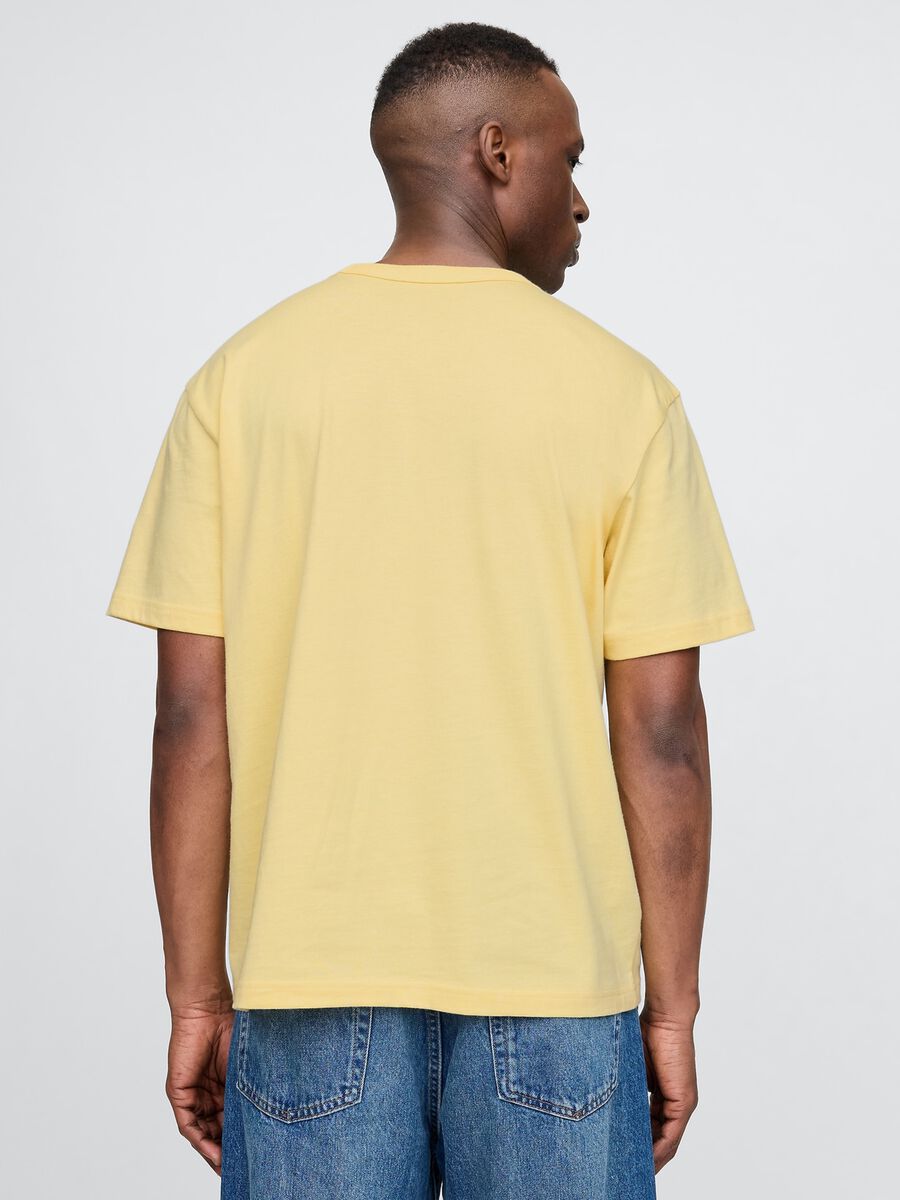 Short Sleeve Yellow Cotton T-shirt Man_2