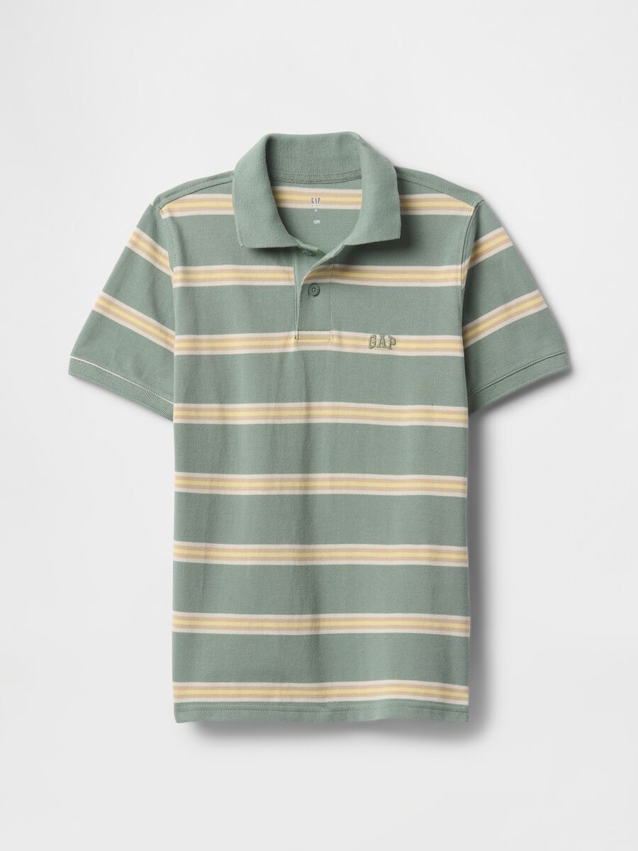 Polo a righe verdi e beige Boy_0