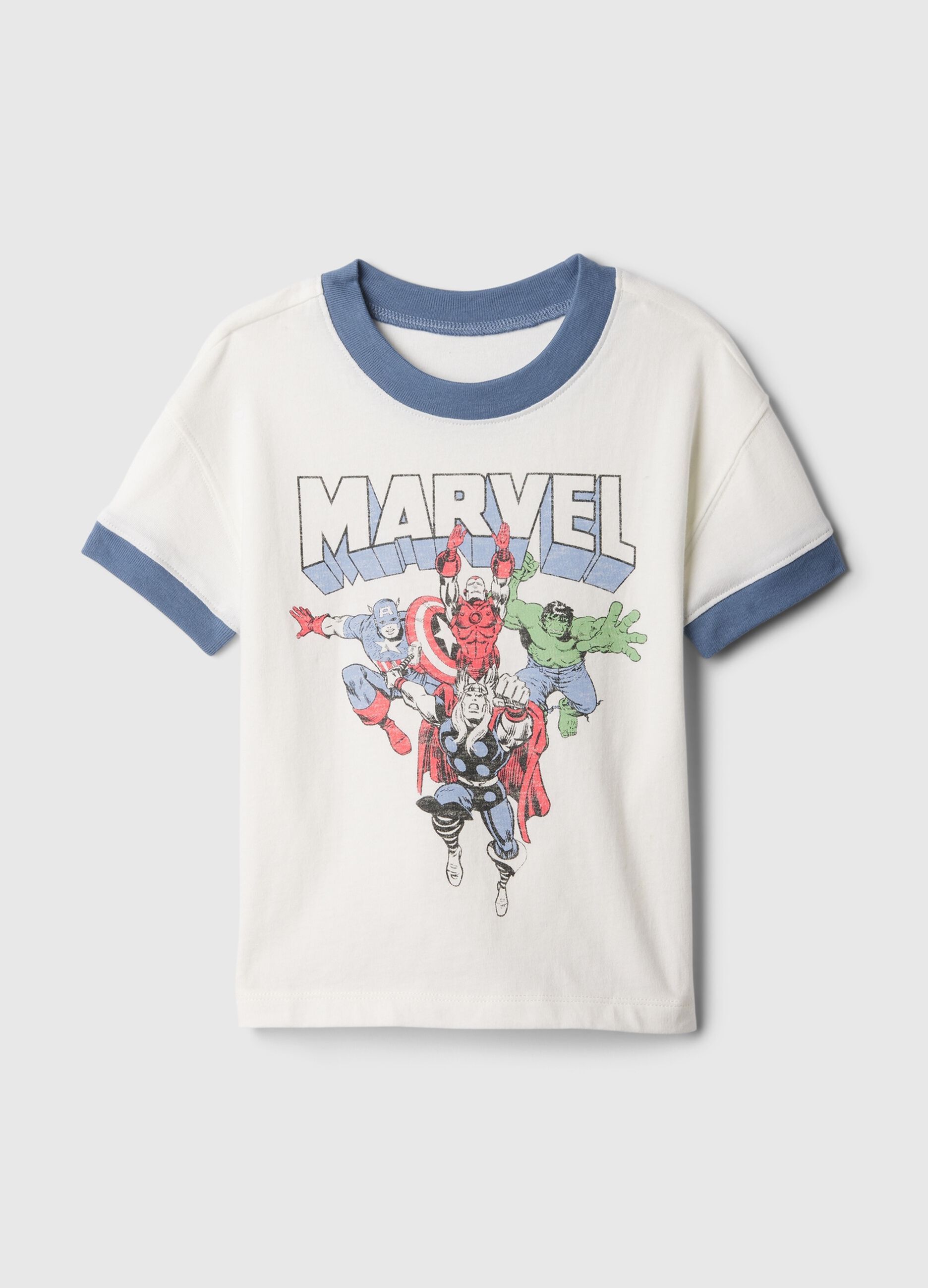T-shirt with contrasting edging and Marvel print